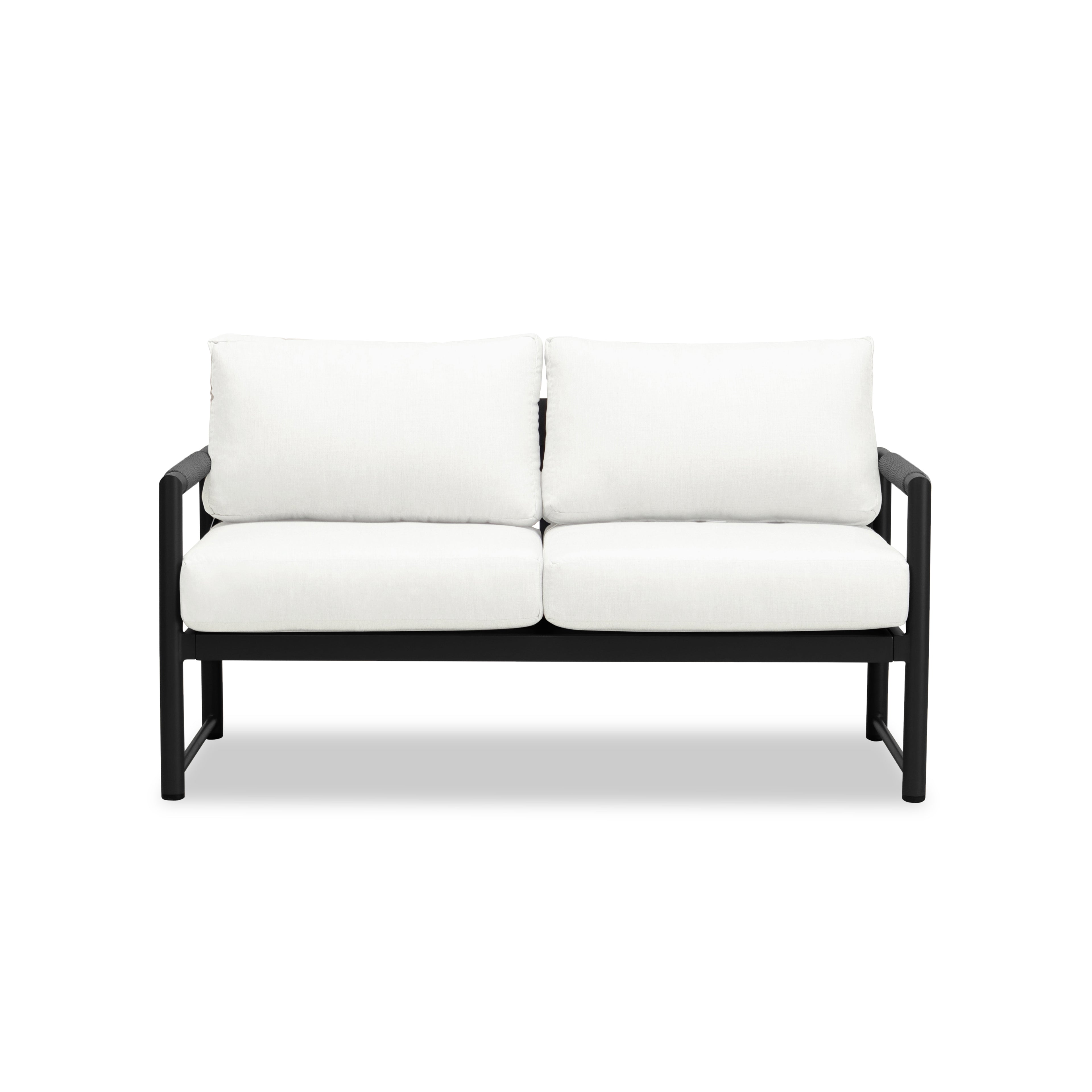 Alto Loveseat#Finish_Black#Fabric_Canvas Natural