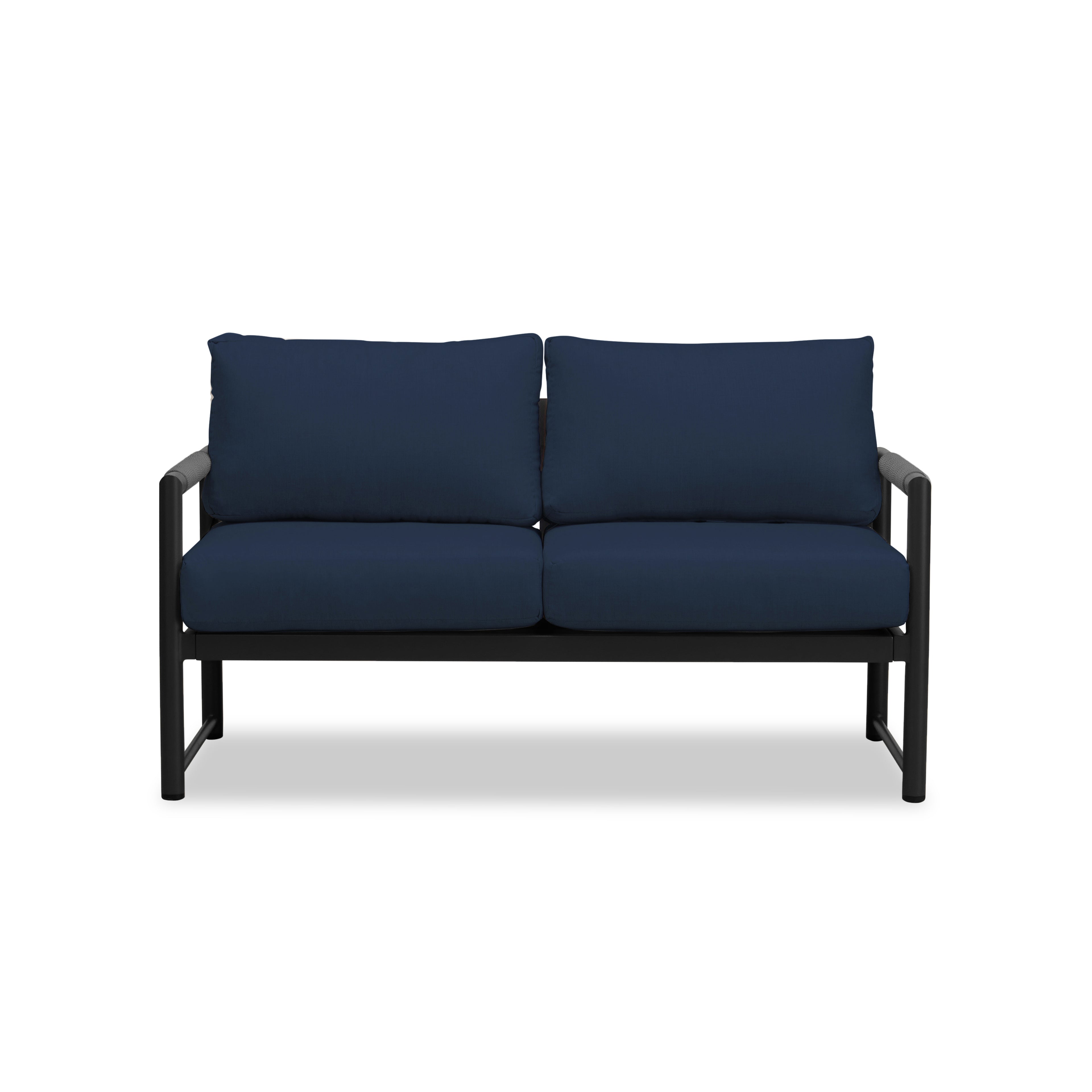 Alto Loveseat#Finish_Black#Fabric_Spectrum Indigo