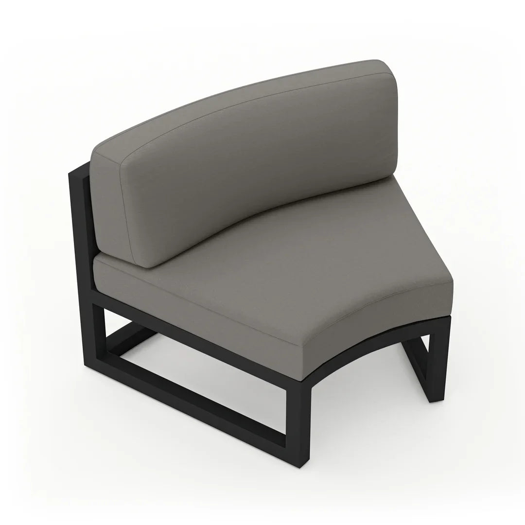 Avion Aluminum Curve Seat (Set of 2)#Finish_Black#Fabric_Canvas Charcoal