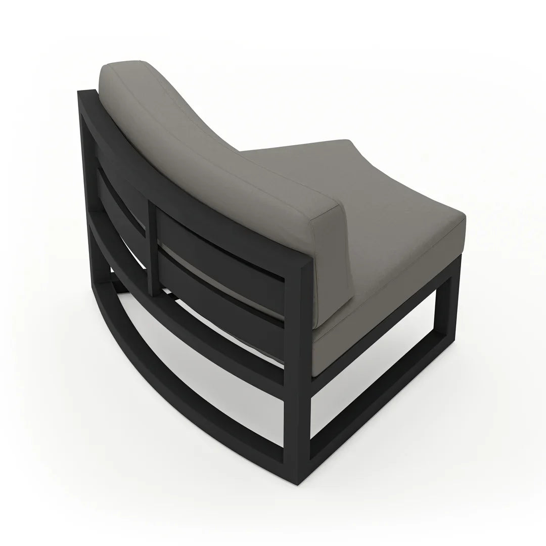 Avion Aluminum Curve Seat (Set of 2)#Finish_Black#Fabric_Canvas Charcoal