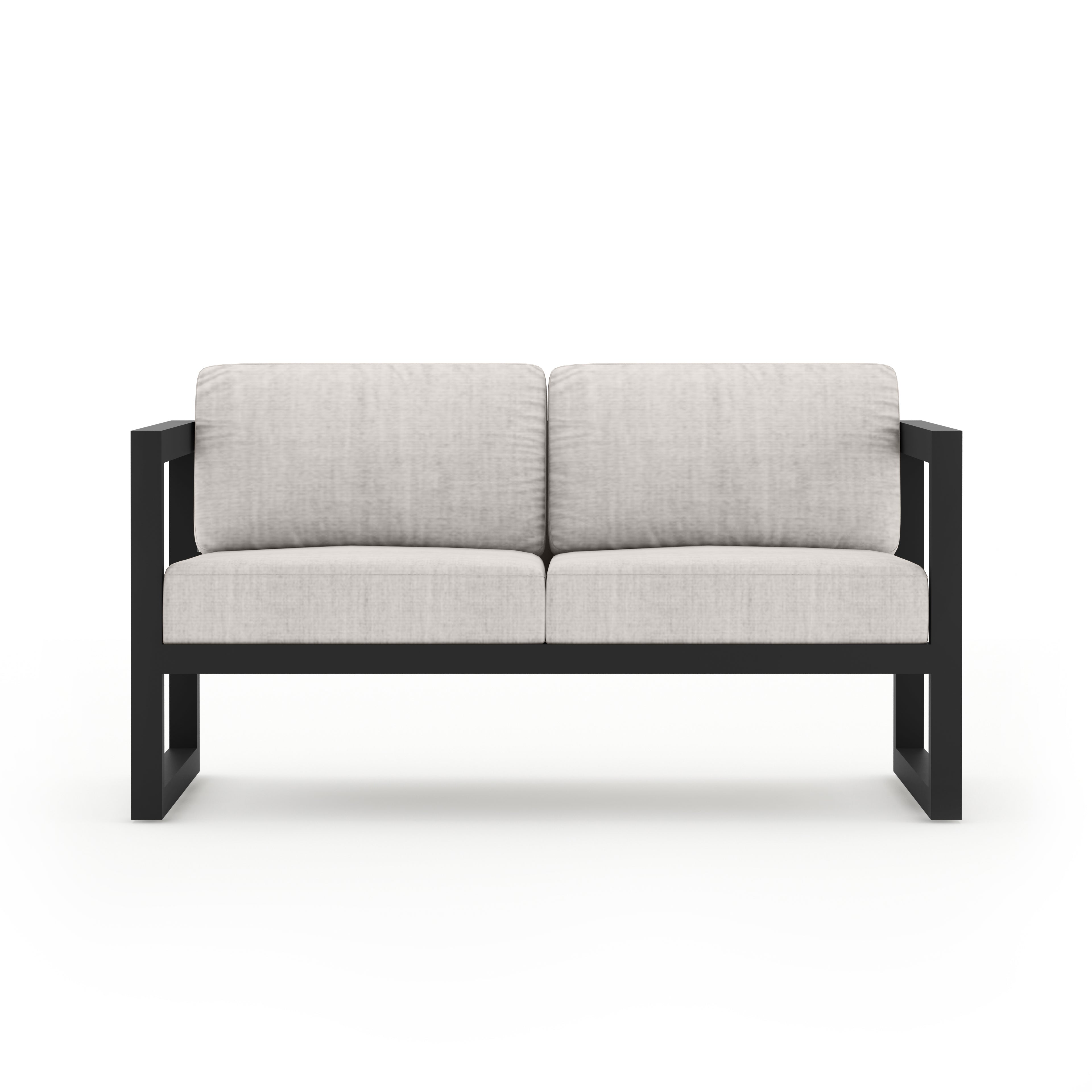Avion Classic 4 Piece Aluminum Loveseat Set#Finish_Black#Fabric_Cast Silver