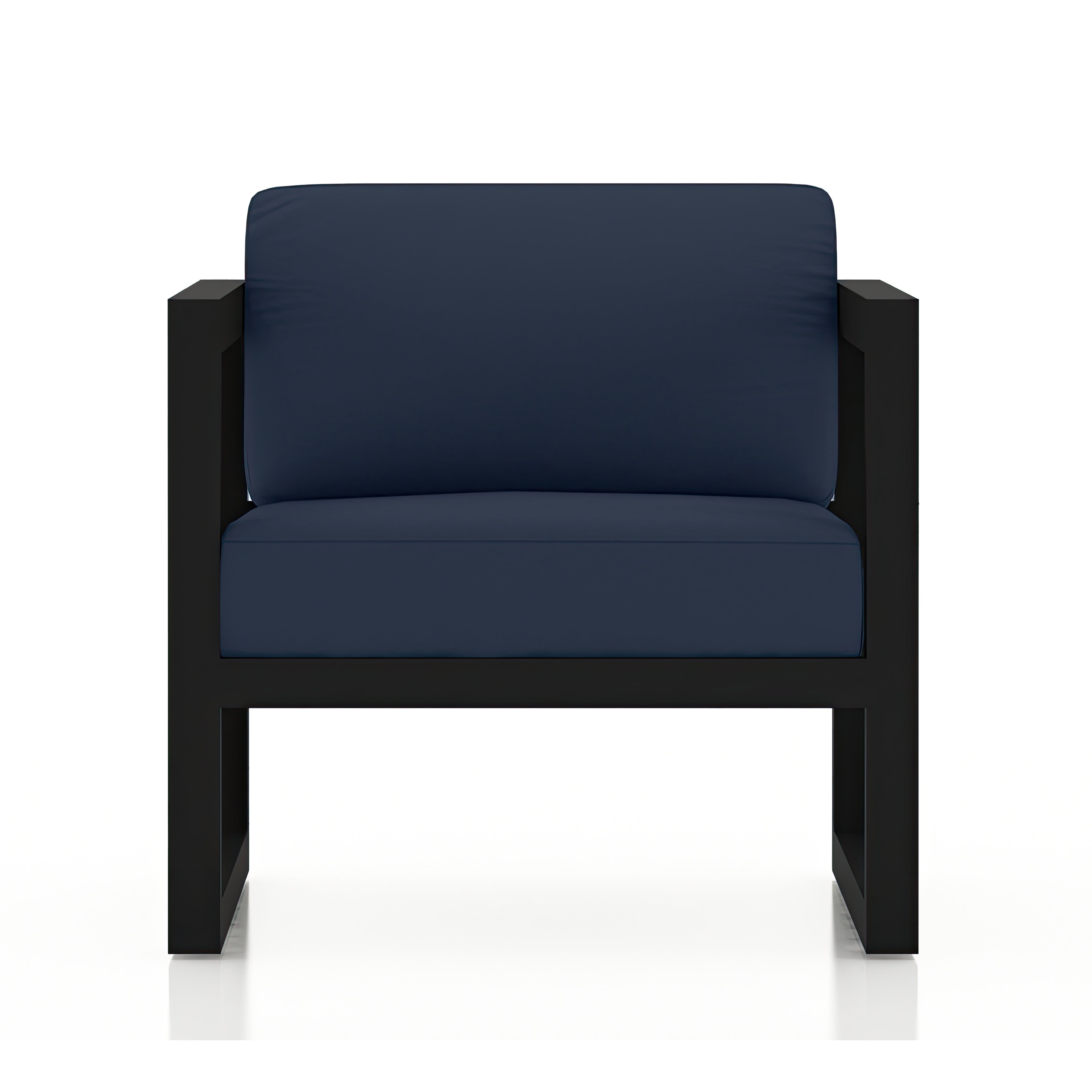 Avion Classic 4 Piece Aluminum Loveseat Set#Finish_Black#Fabric_Spectrum Indigo