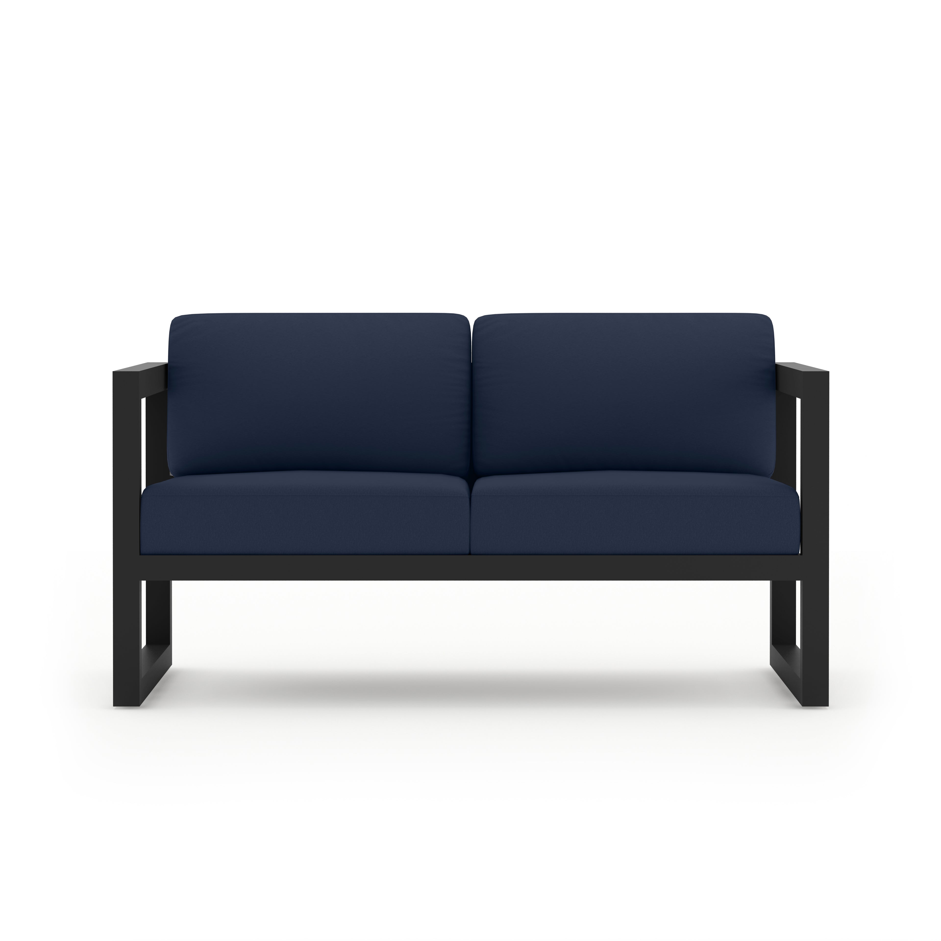 Avion Classic 4 Piece Aluminum Loveseat Set#Finish_Black#Fabric_Spectrum Indigo