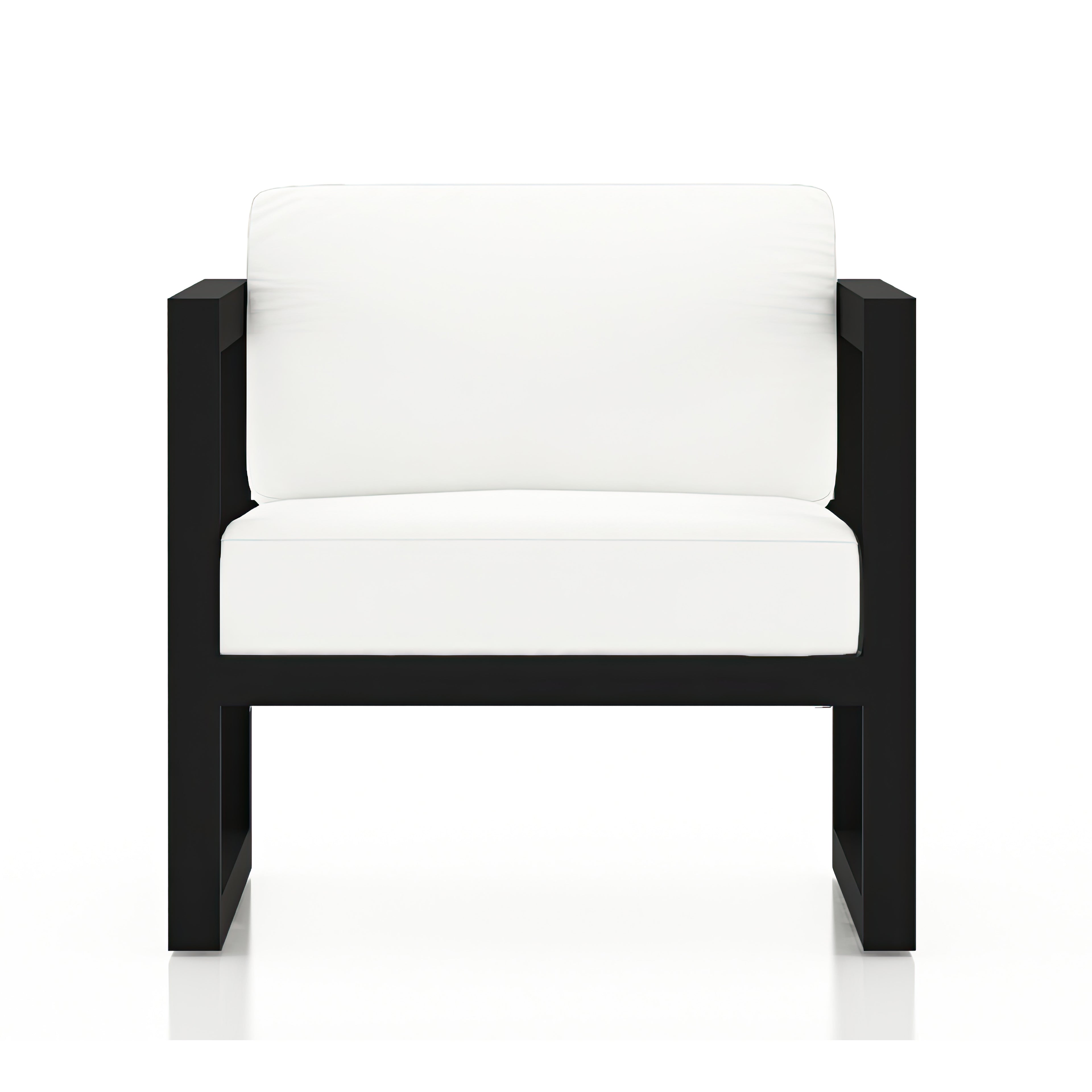 Avion Classic 3 Piece Aluminum Sofa Set#Finish_Black#Fabric_Canvas Natural