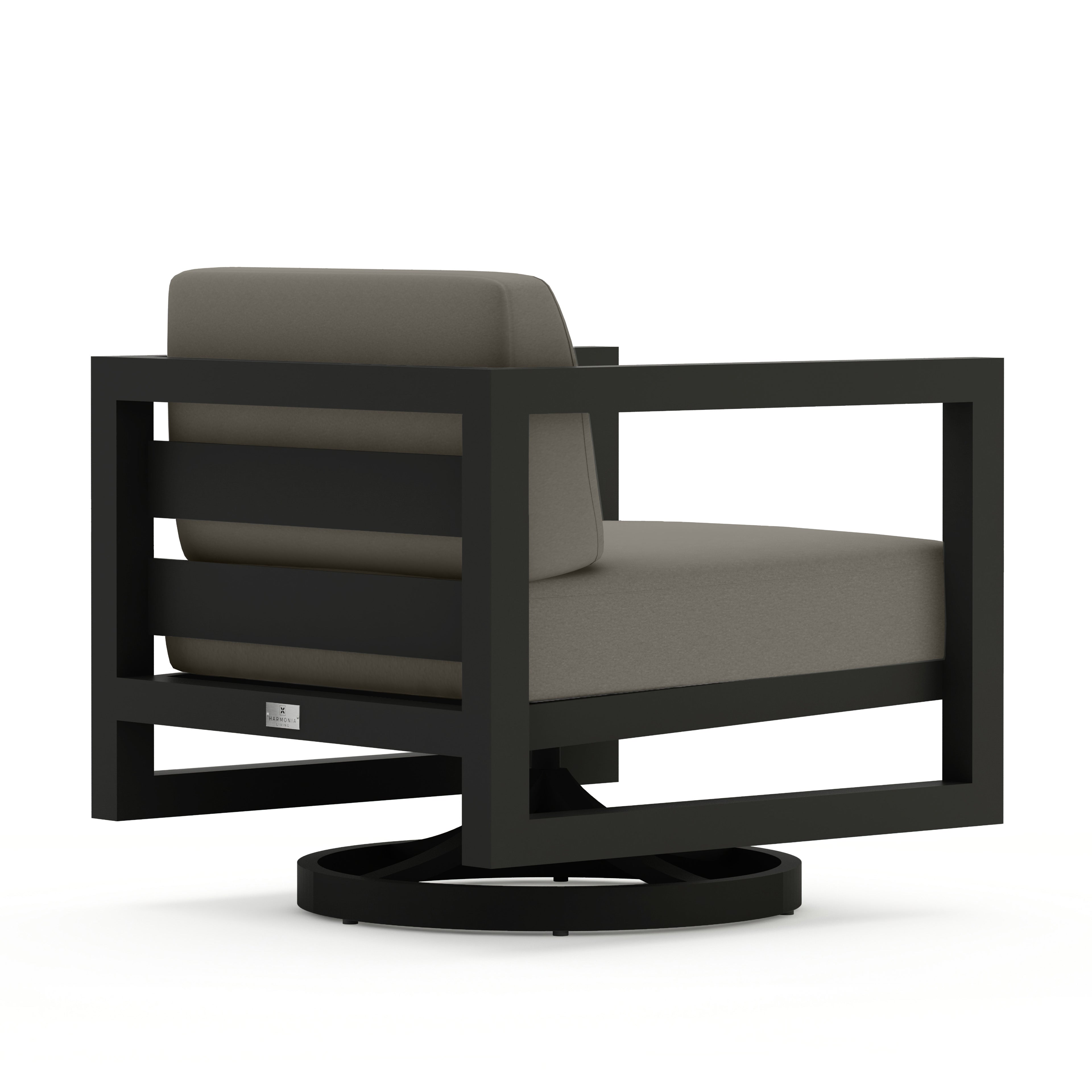 Avion Swivel Rocker#Finish_Black#Fabric_Canvas Charcoal