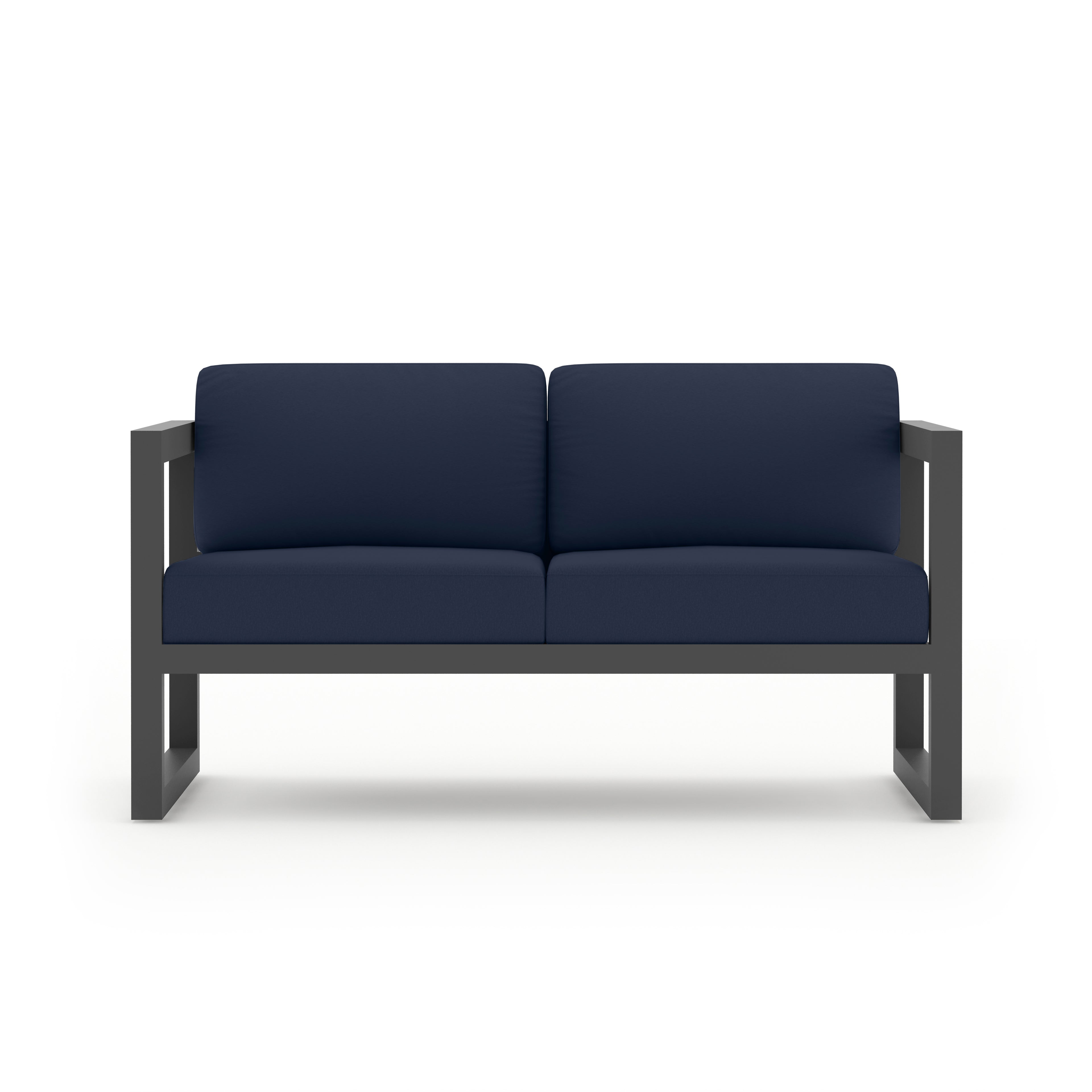 Avion Classic 4 Piece Aluminum Loveseat Set#Finish_Slate#Fabric_Spectrum Indigo