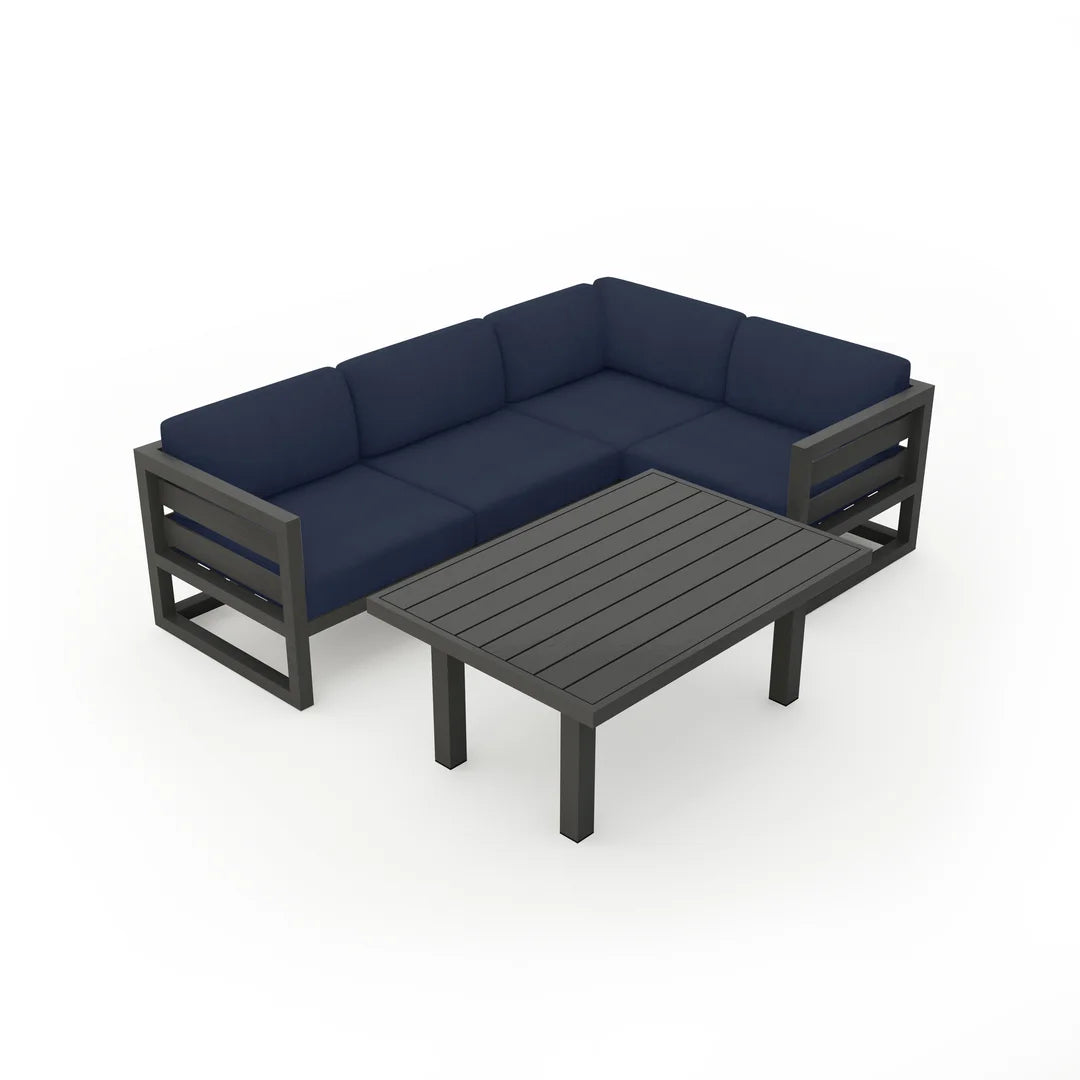 Avion Classic 5 Piece Aluminum Sectional Set - Slate - Spectrum Indigo