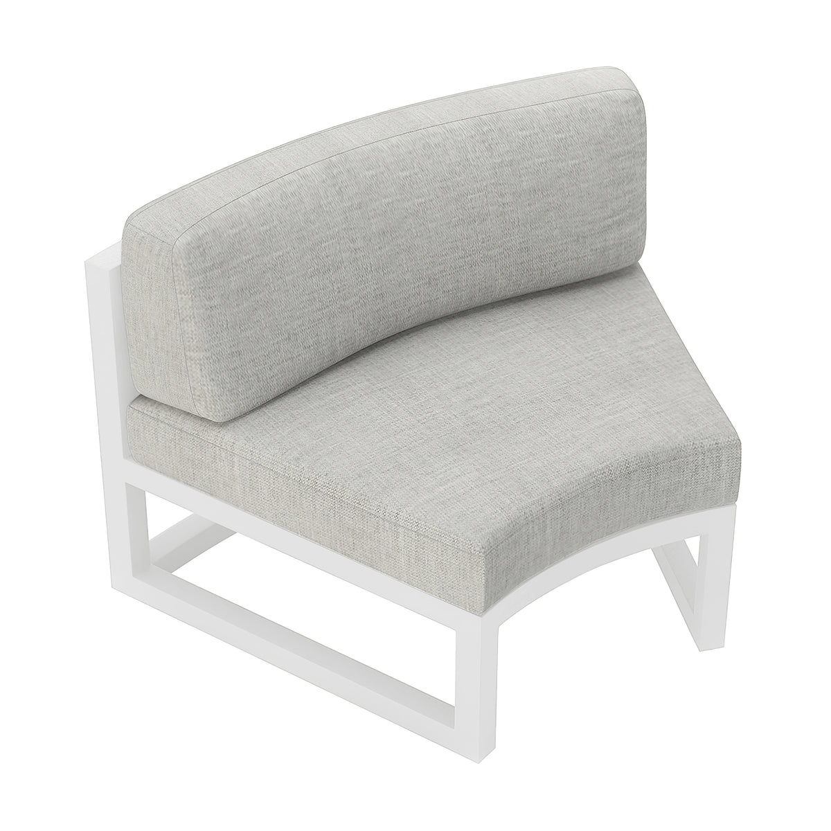 Avion Aluminum Curve Seat (Set of 2)#Finish_White#Fabric_Cast Silver