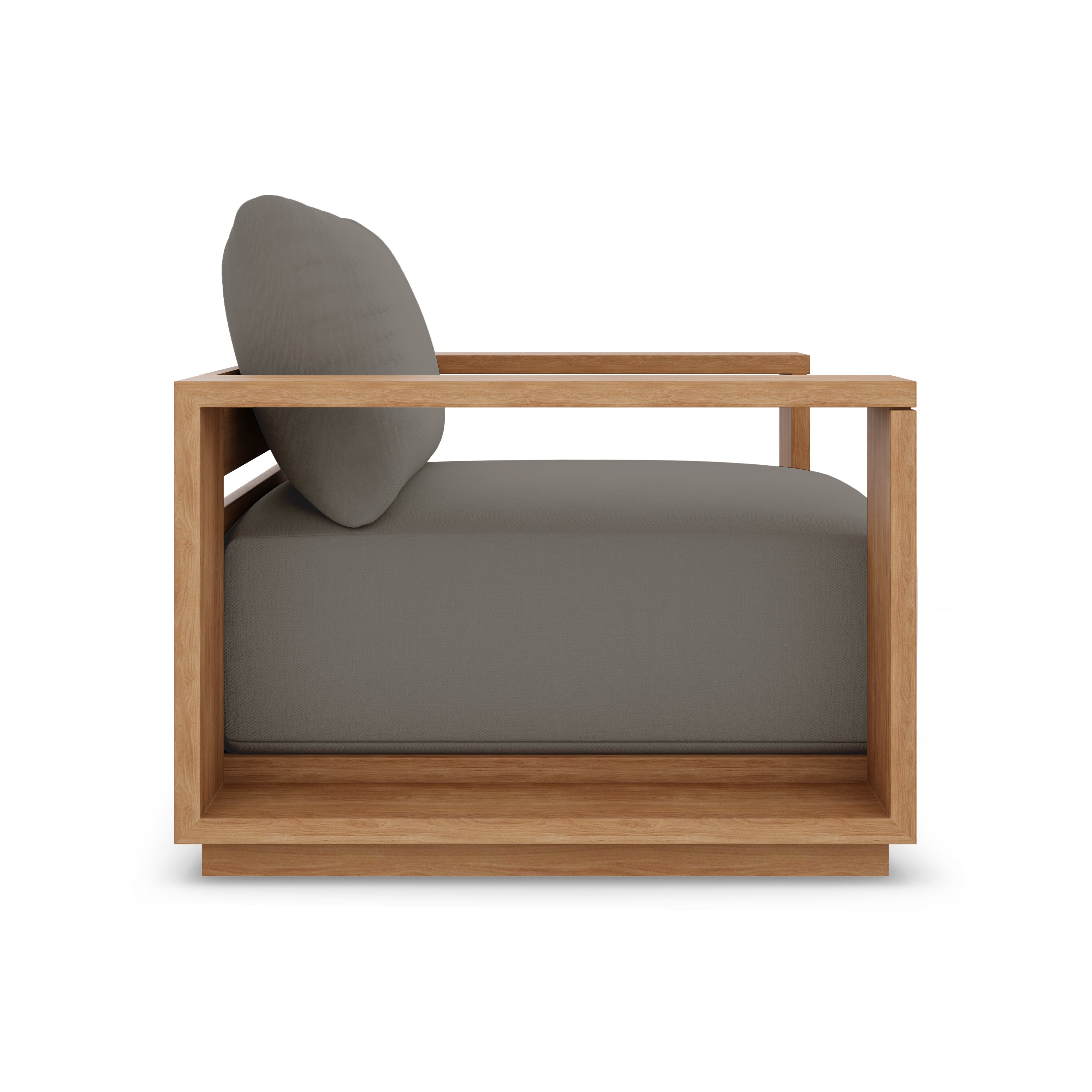 Beja Luxe Club Chair#Finish_Natural Sanded#Fabric_Canvas Charcoal