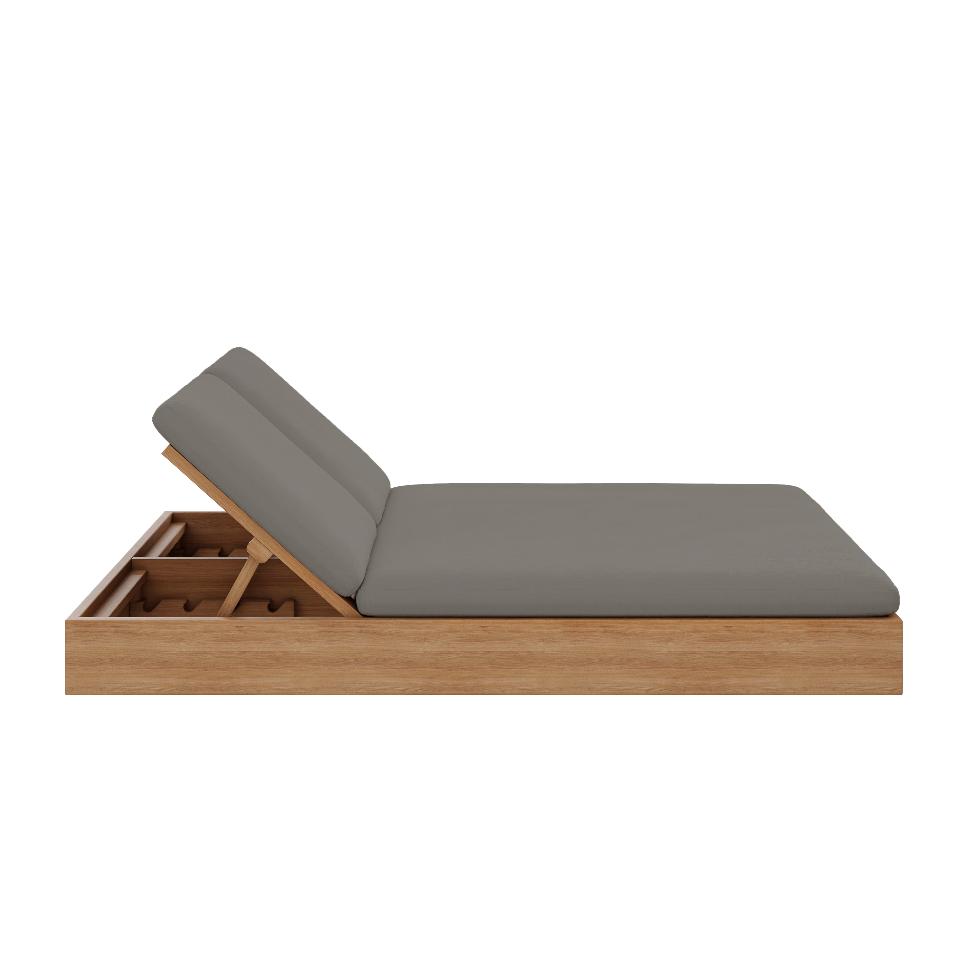 Beja Double Sunbed#Finish_Natural Sanded#Fabric_Canvas Charcoal