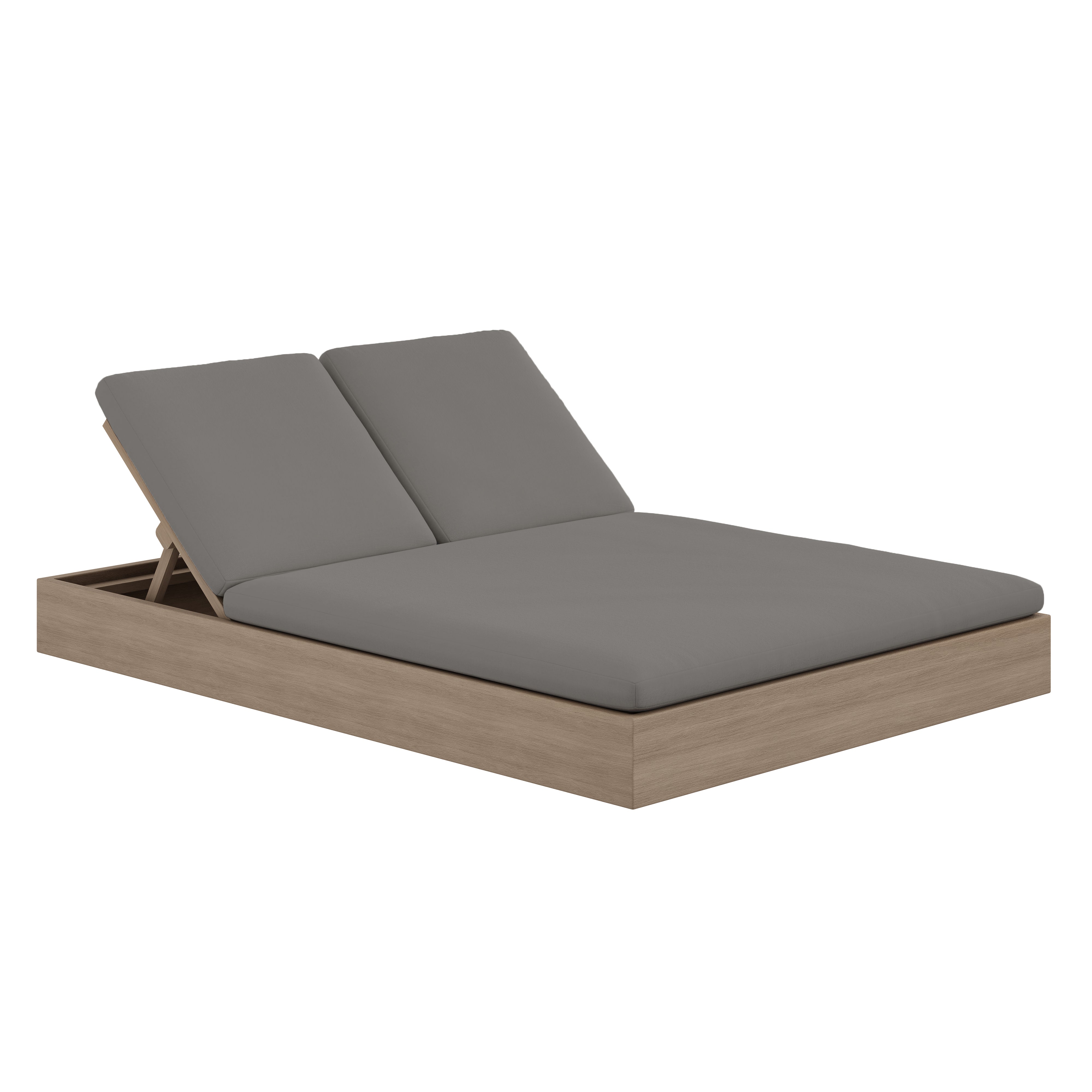 Beja Double Sunbed#Finish_Weathered#Fabric_Canvas Charcoal