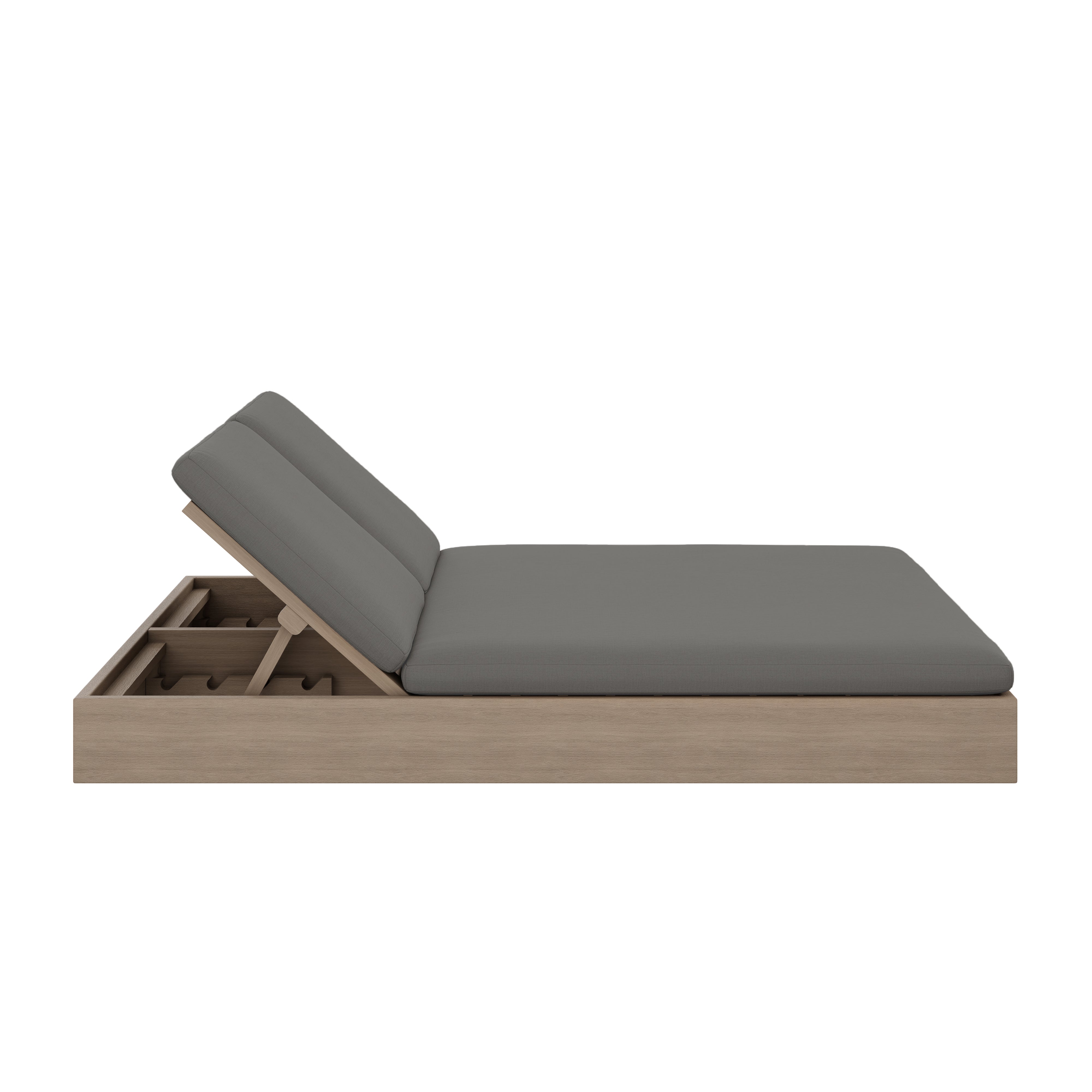 Beja Double Sunbed#Finish_Weathered#Fabric_Canvas Charcoal