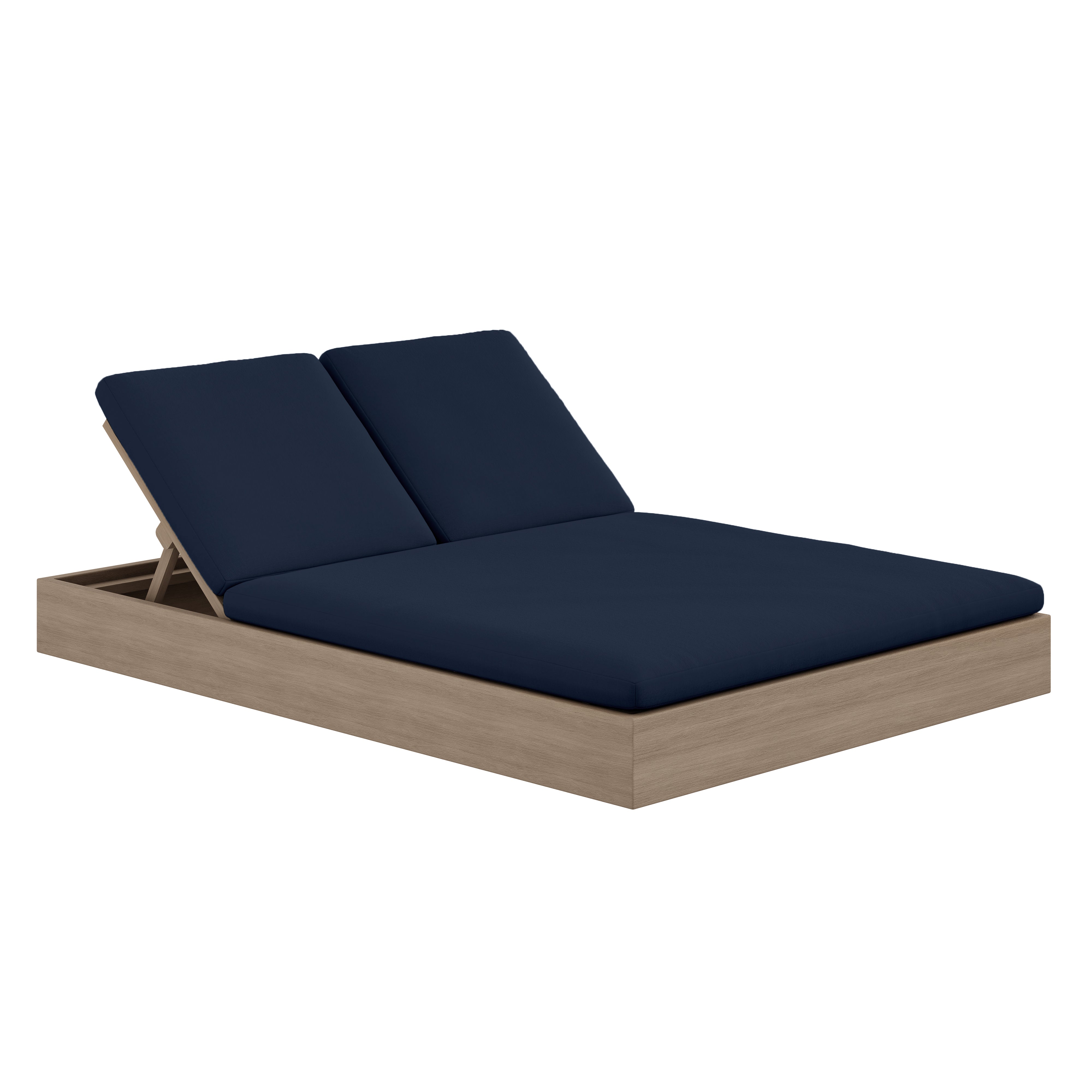 Beja Double Sunbed#Finish_Weathered#Fabric_Spectrum Indigo