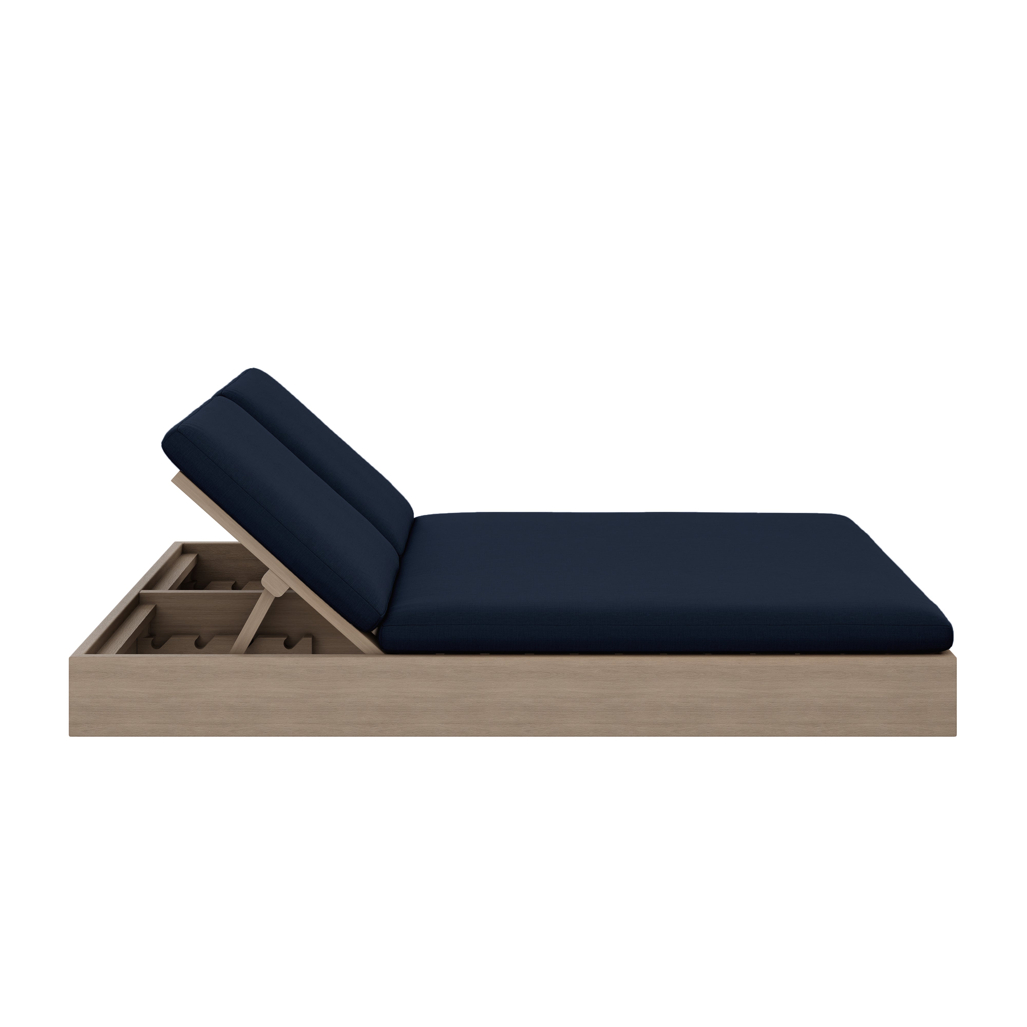 Beja Double Sunbed#Finish_Weathered#Fabric_Spectrum Indigo