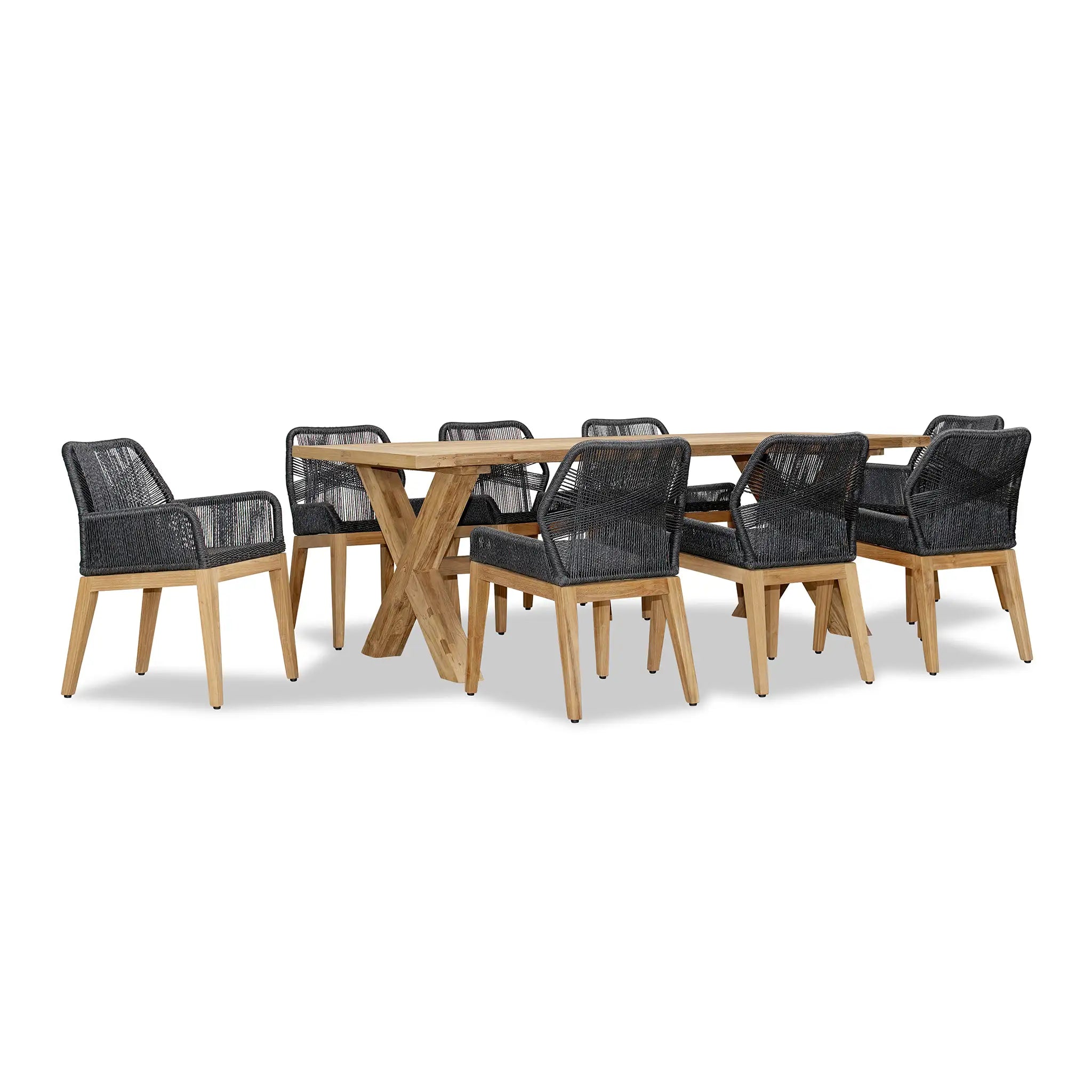Harmonia Living Carl Fields 8 Seat Reclaimed Teak and Rope Dining Set 2