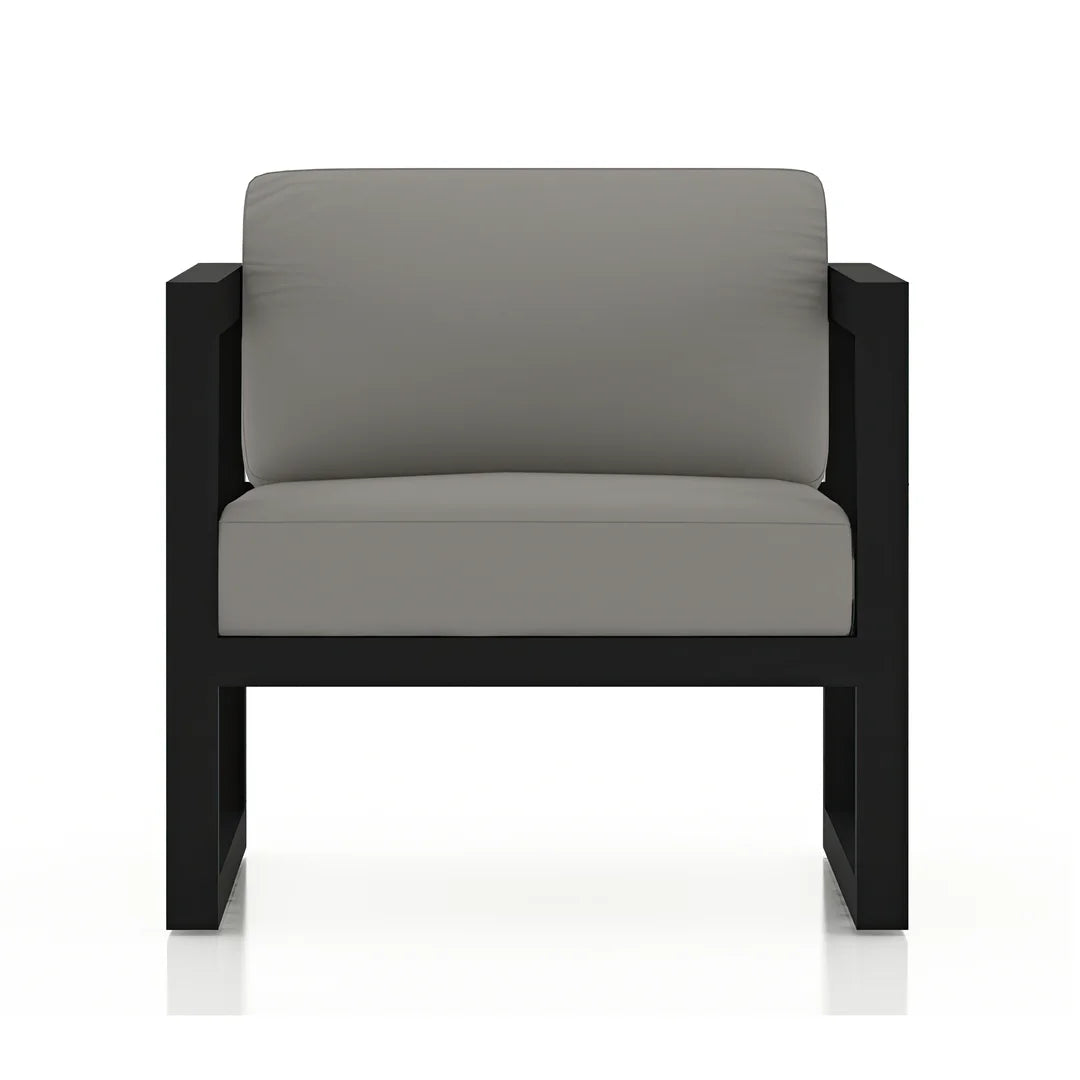 Avion 3 Piece Aluminum Sofa Loveseat Set#Finish_Black#Fabric_Canvas Charcoal