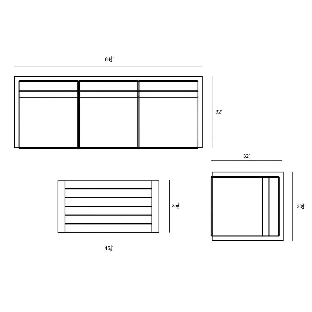 Avion 3 Piece Aluminum Sofa Set