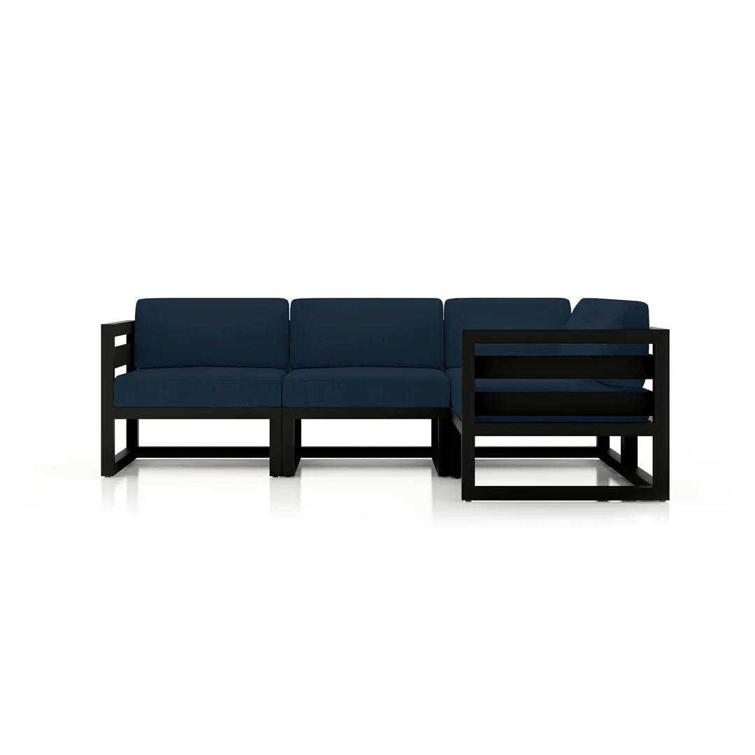 Avion 4 Piece Aluminum Sectional Set - Black - Spectrum Indigo