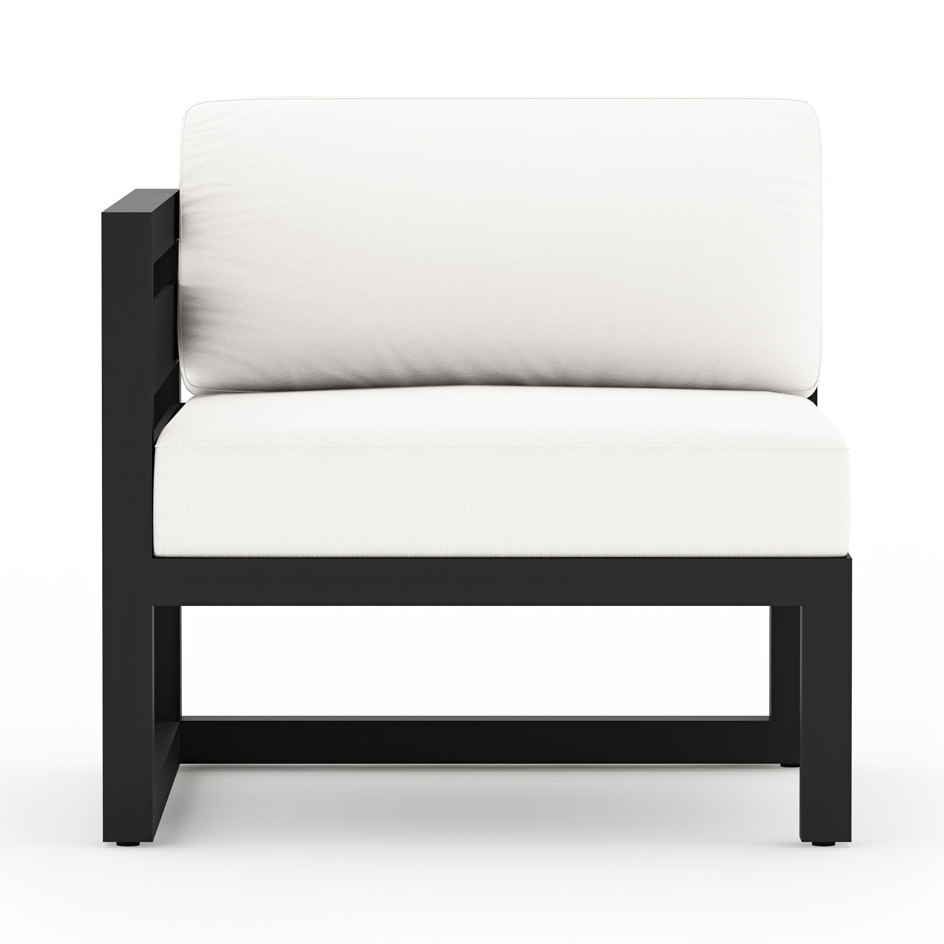 Avion 5 Piece Aluminum Sectional Set#Finish_Black#Fabric_Canvas Natural
