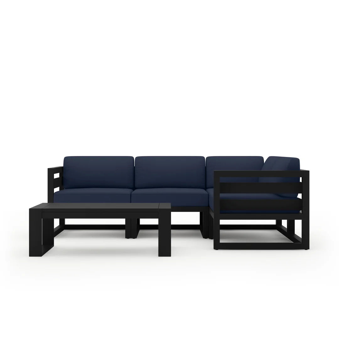 Avion 5 Piece Aluminum Sectional Set - Black - Spectrum Indigo