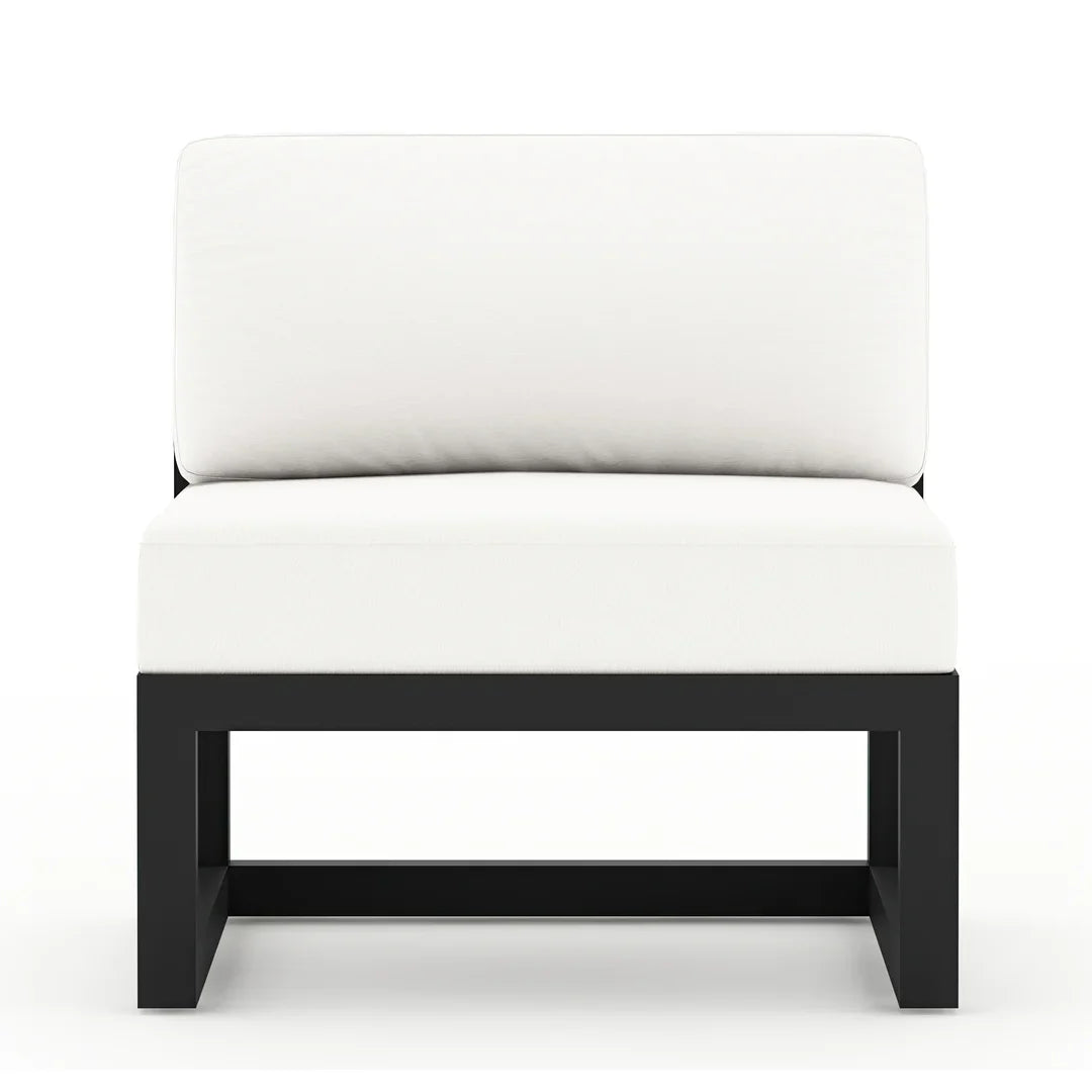 Avion 6 Piece Aluminum Sectional Set#Finish_Black#Fabric_Canvas Natural