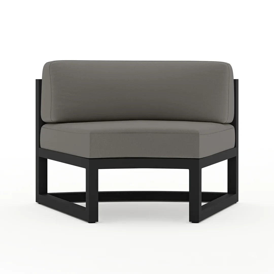 Avion 7 Piece Aluminum Curve Sectional Set#Finish_Black#Fabric_Canvas Charcoal