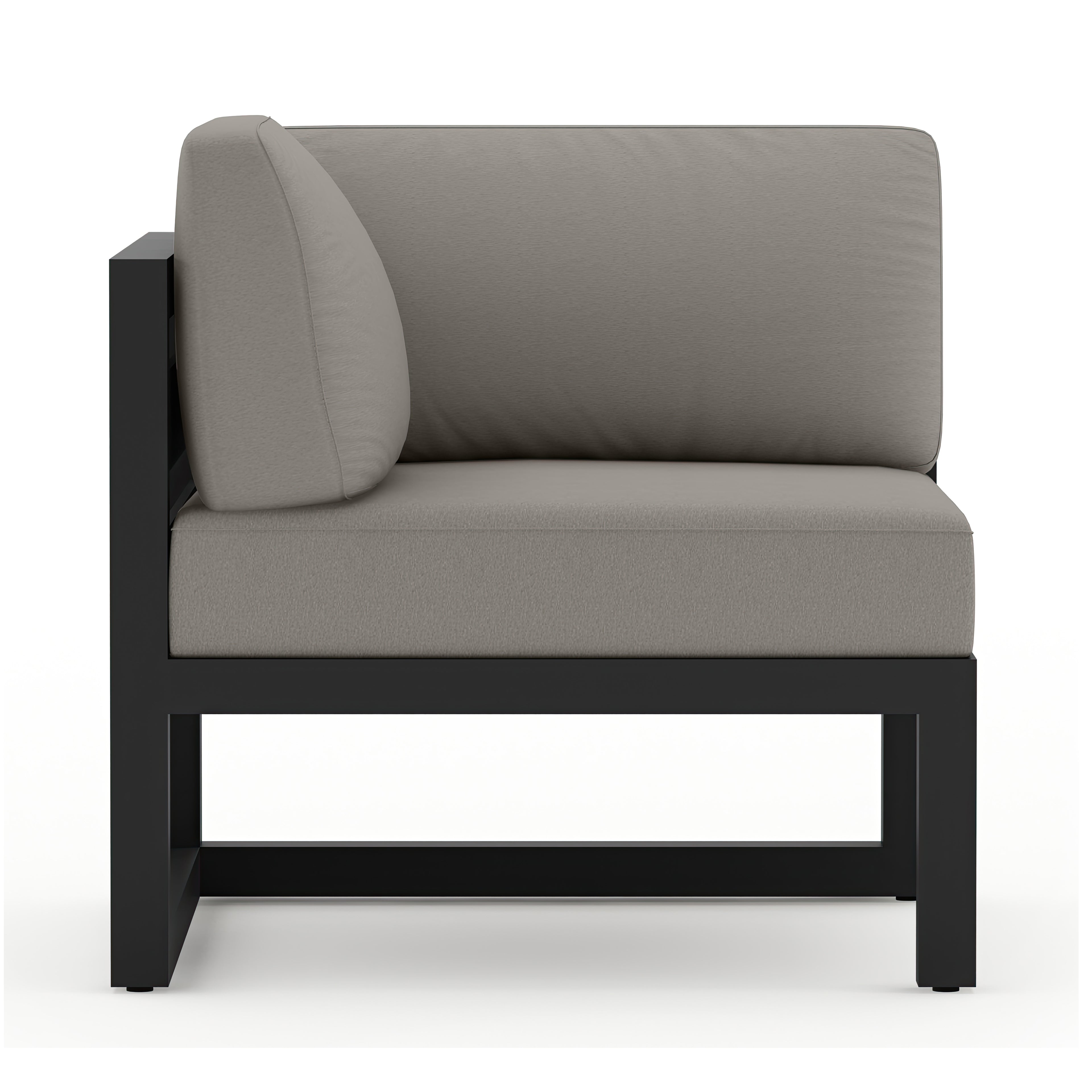 Avion 7 Piece Aluminum Sectional Set#Finish_Black#Fabric_Canvas Charcoal