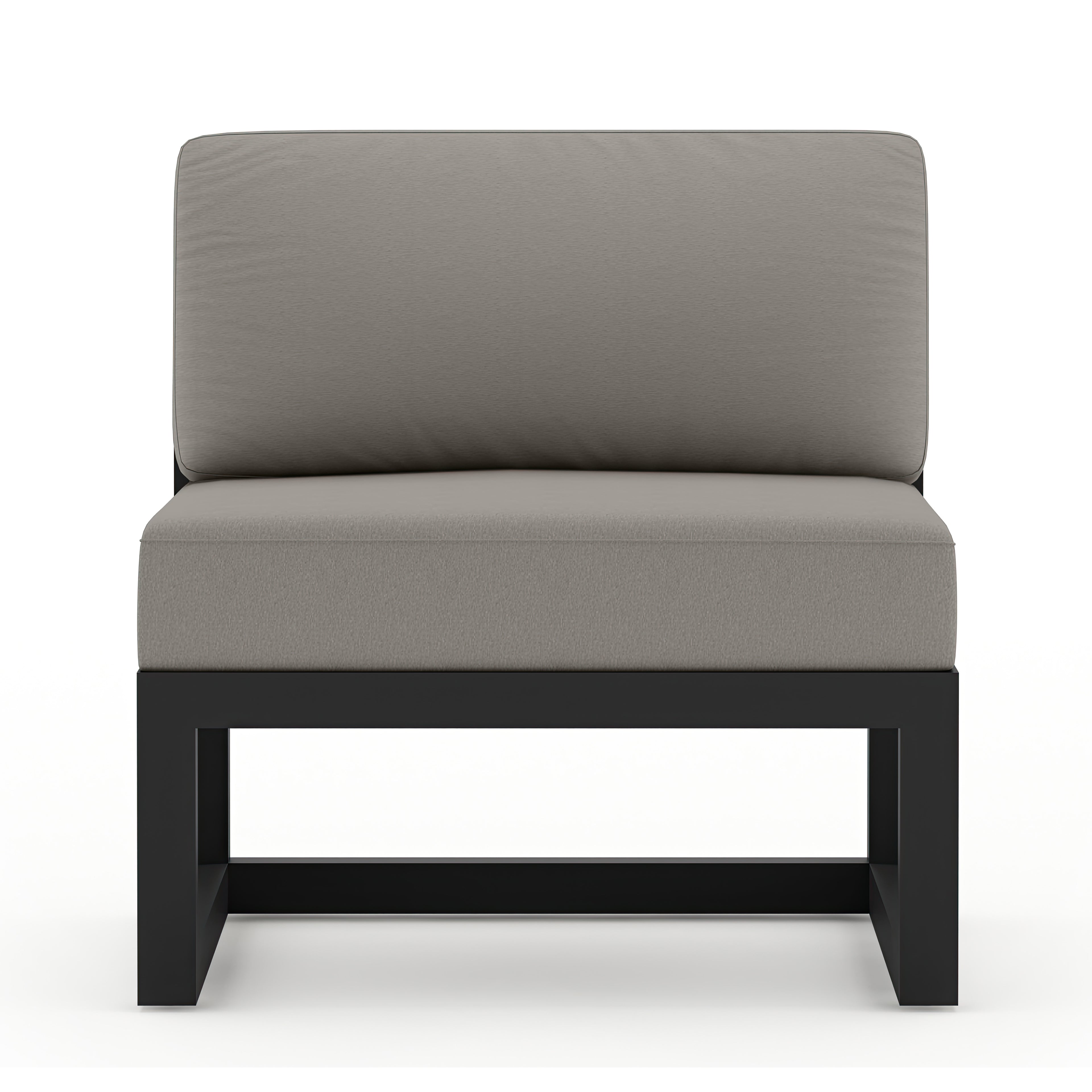 Avion 7 Piece Aluminum Sectional Set#Finish_Black#Fabric_Canvas Charcoal