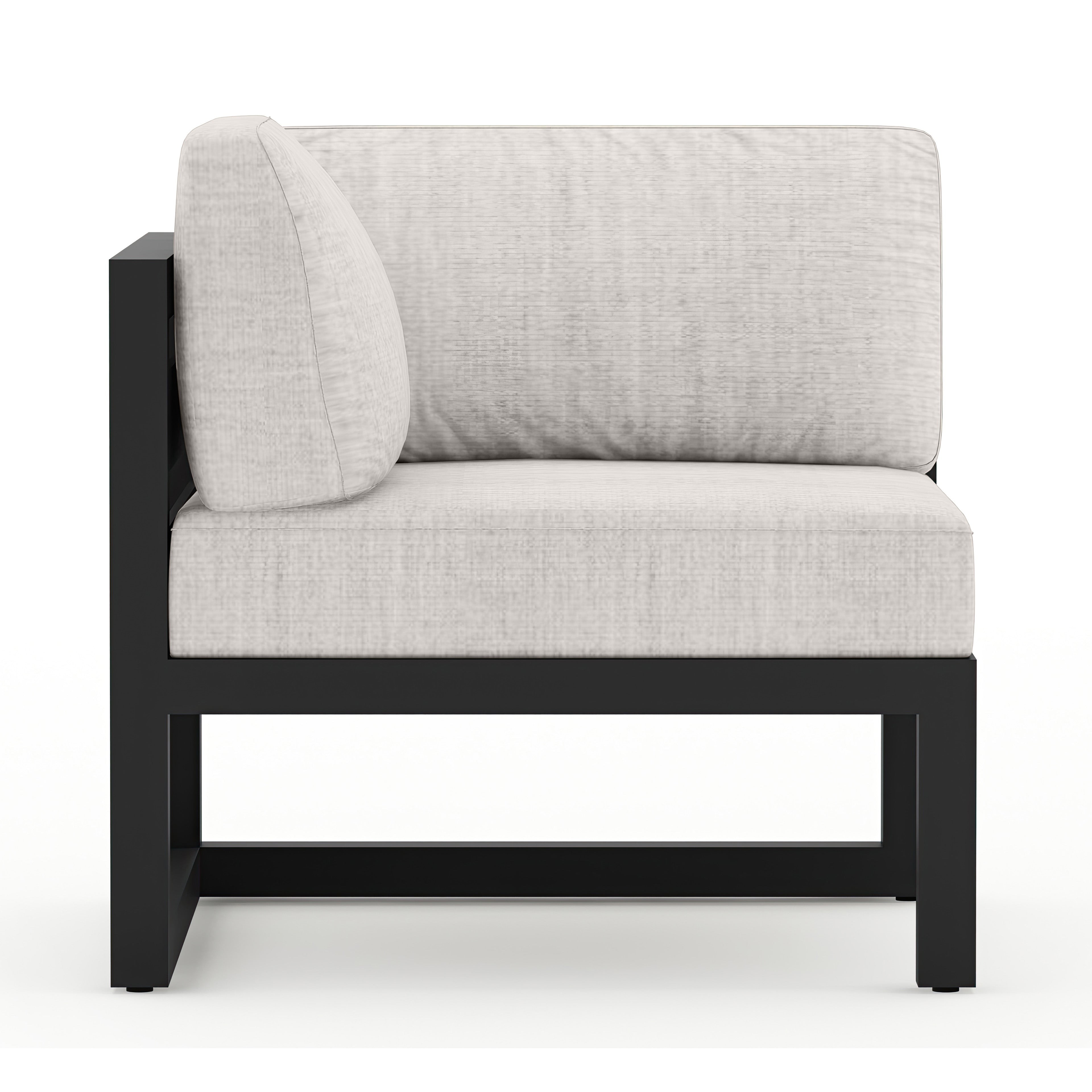 Avion 7 Piece Aluminum Sectional Set#Finish_Black#Fabric_Cast Silver