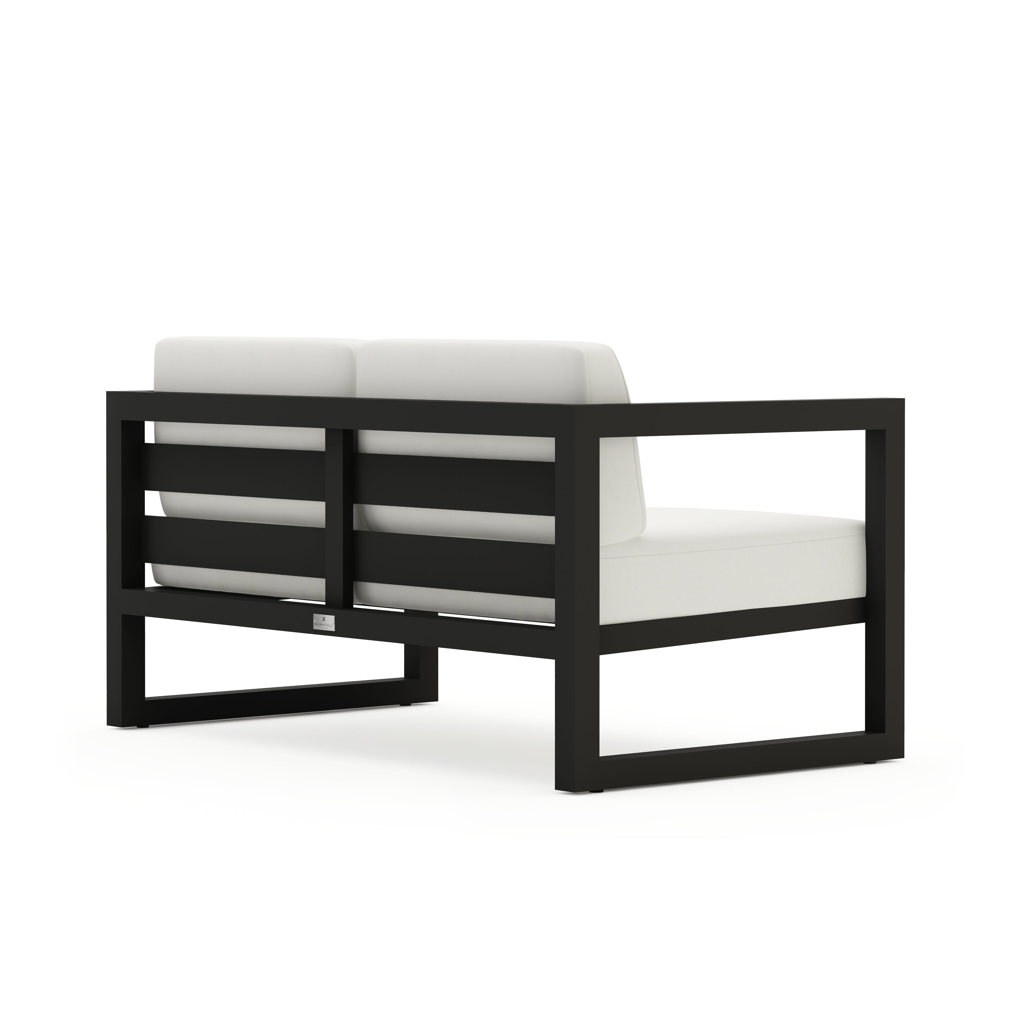 Avion Loveseat#Finish_Black#Fabric_Canvas Natural