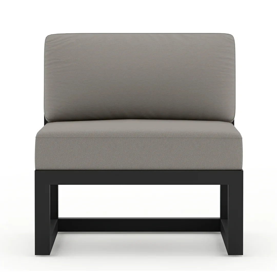 Avion 5 Piece Aluminum Sectional Set#Finish_Black#Fabric_Canvas Charcoal