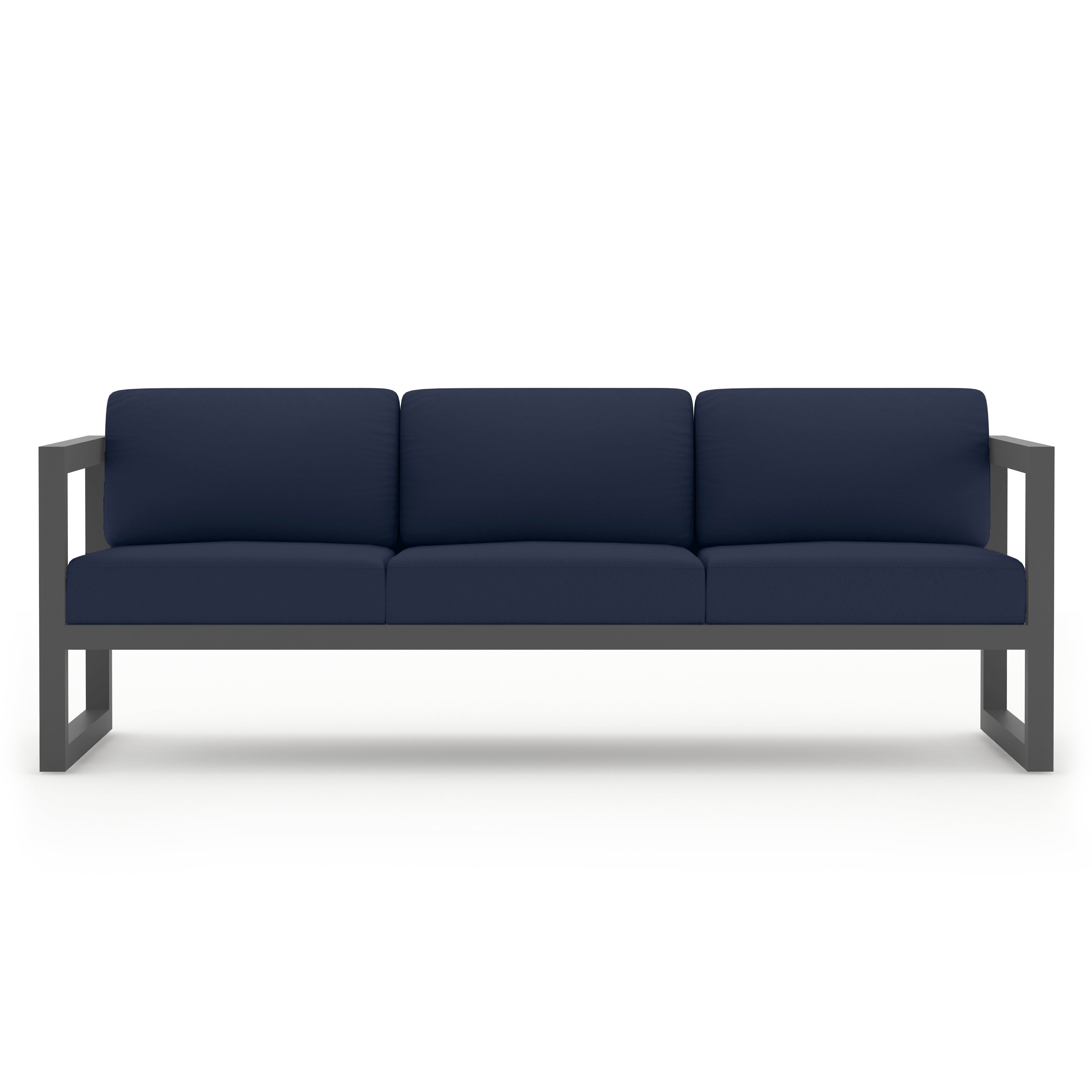 Avion 2 Piece Aluminum Sofa Set#Finish_Slate#Fabric_Spectrum Indigo