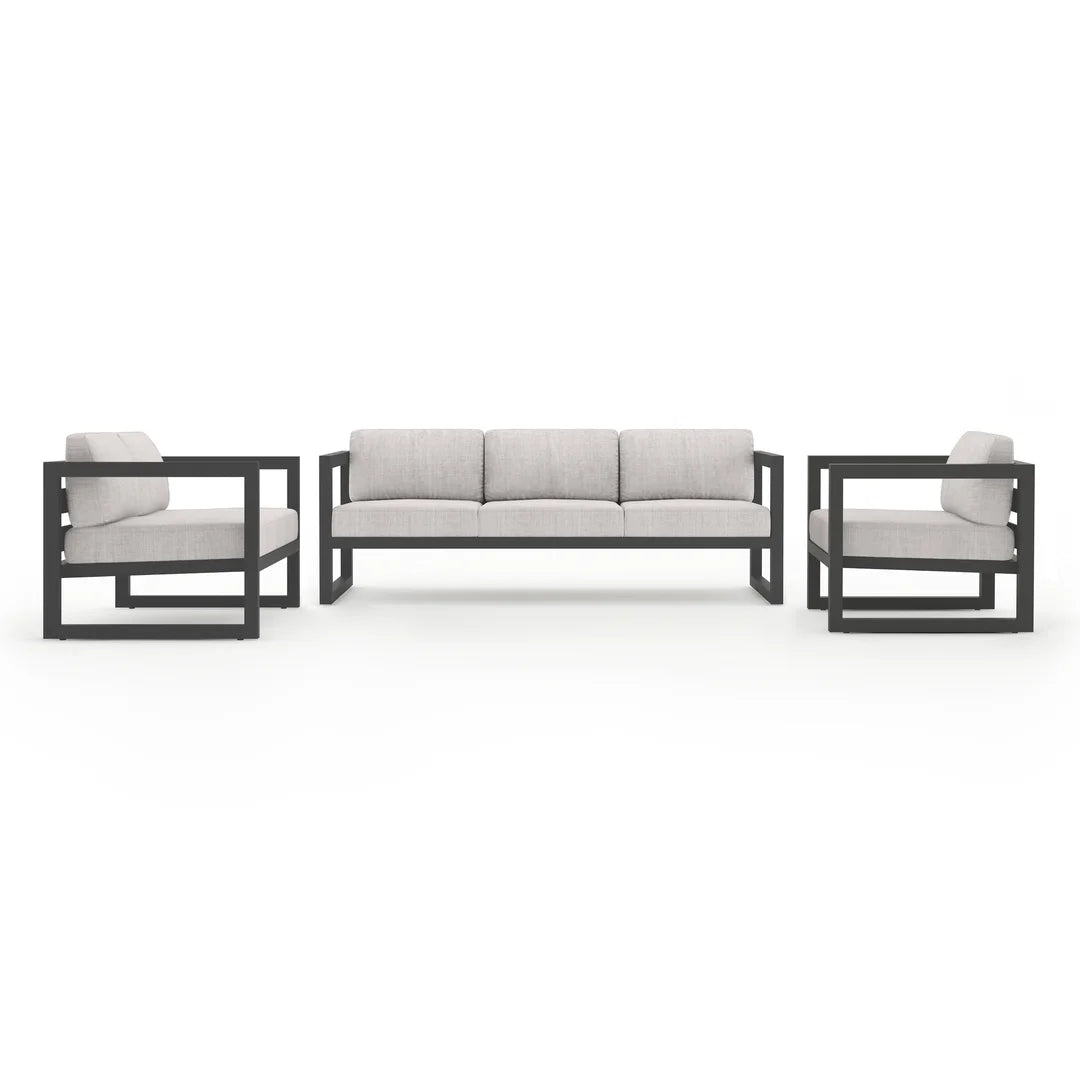 Avion 3 Piece Aluminum Sofa Loveseat Set - Slate - Cast Silver