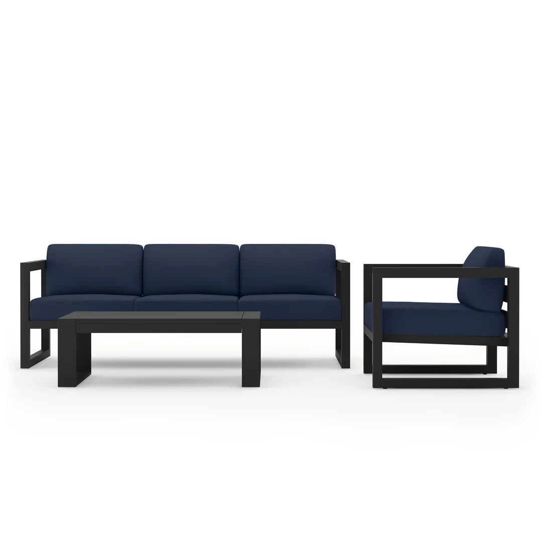 Avion 3 Piece Aluminum Sofa Set - Slate - Spectrum Indigo