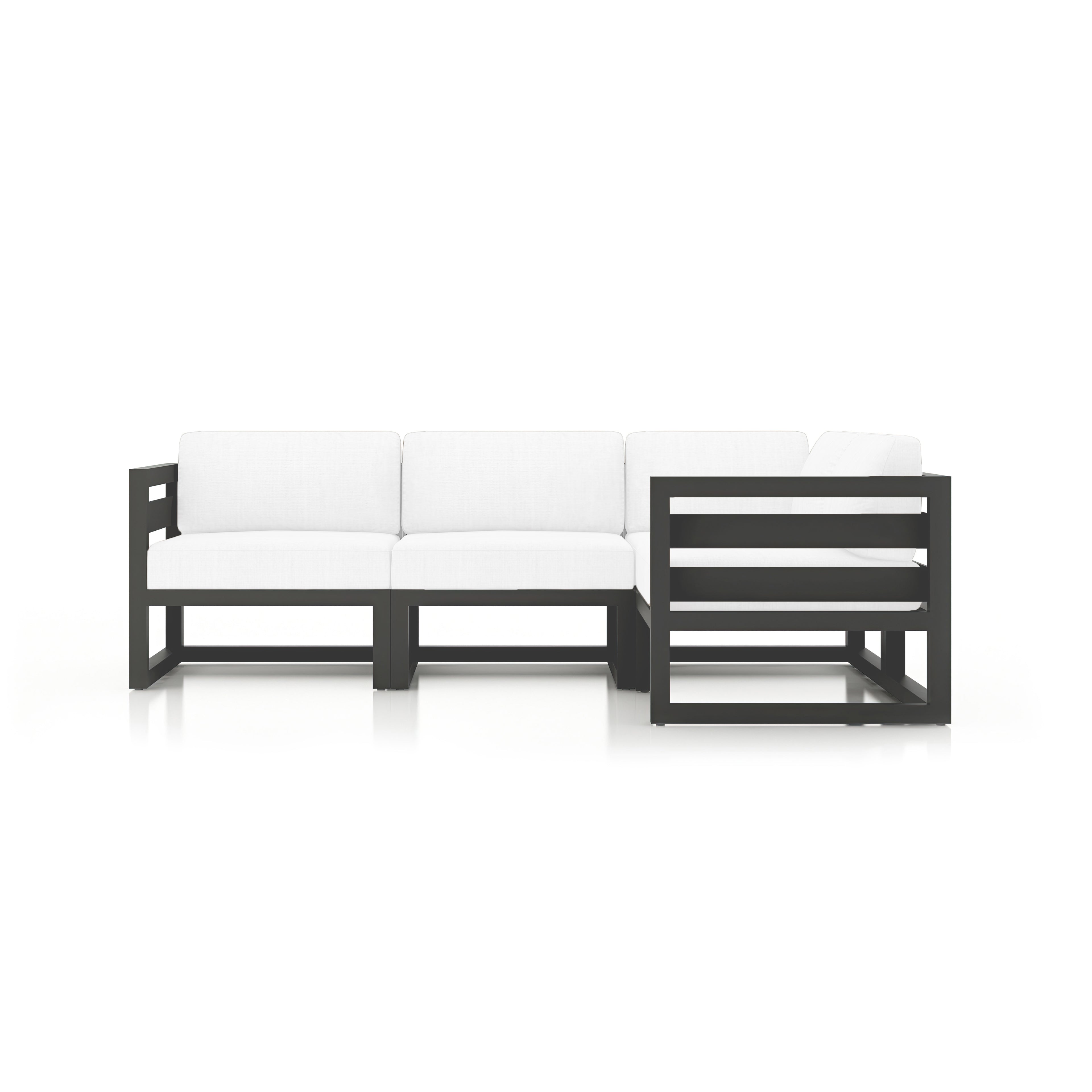 Avion 4 Piece Aluminum Sectional Set#Finish_Slate#Fabric_Canvas Natural