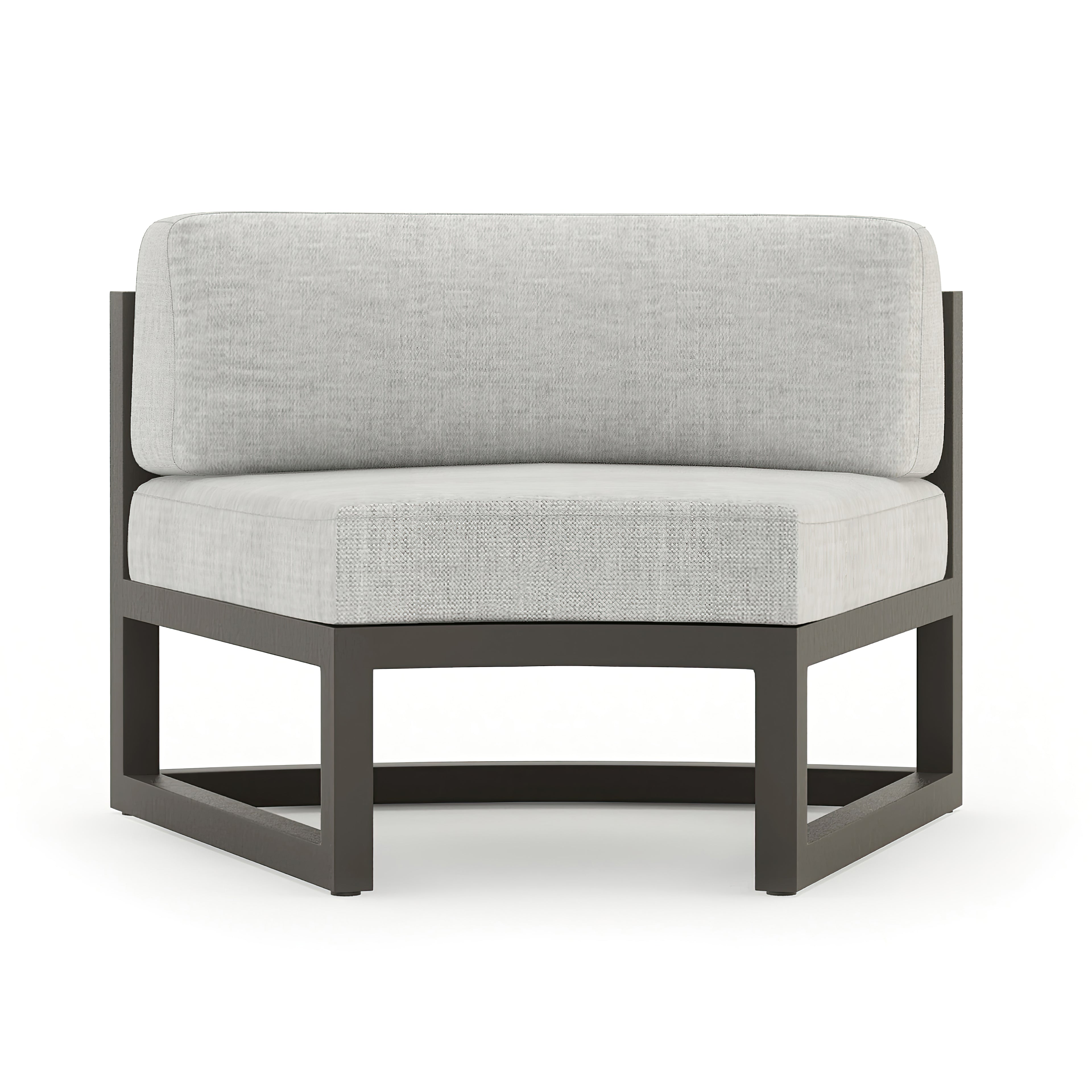 Avion 7 Piece Aluminum Curve Sectional Set#Finish_Slate#Fabric_Cast Silver