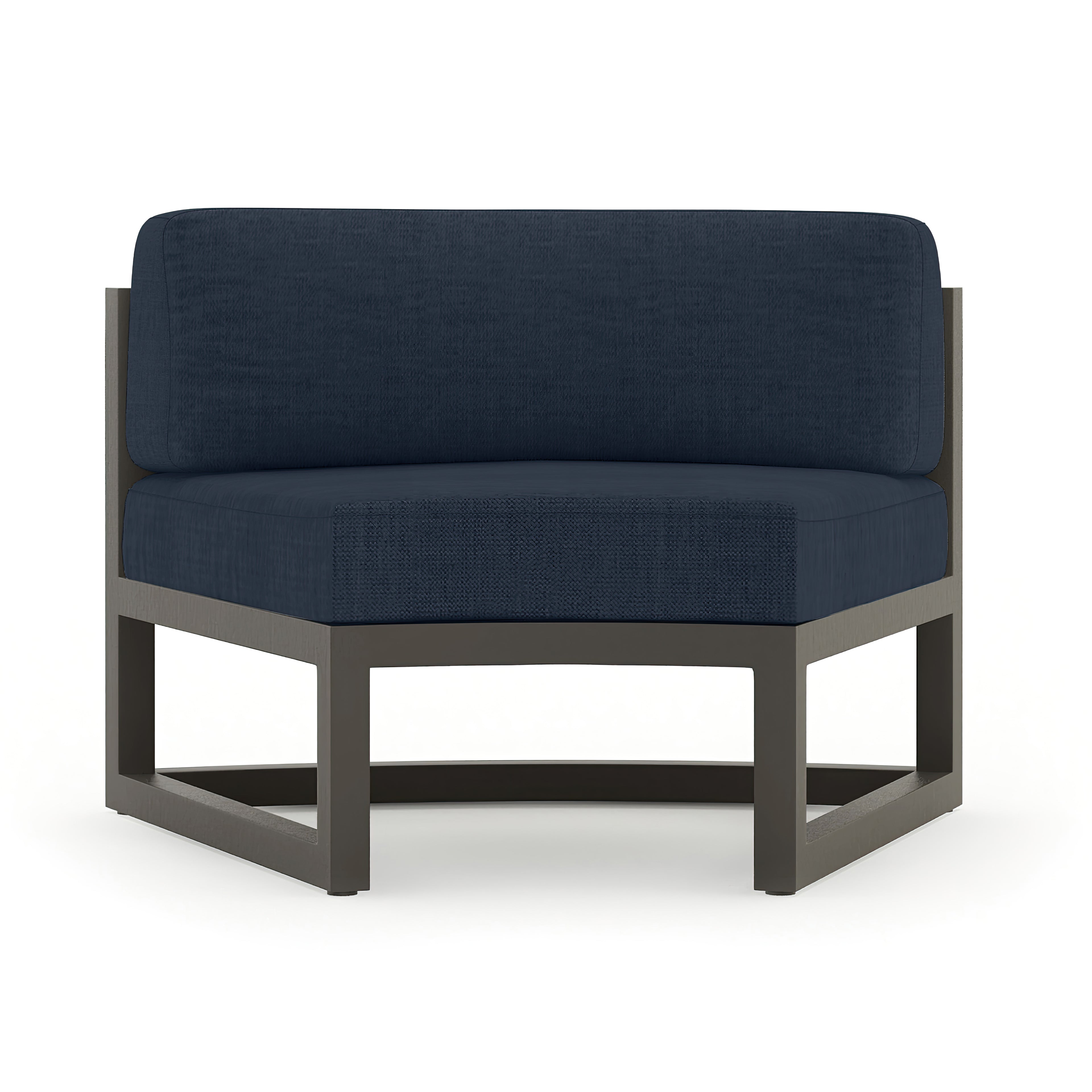 Avion 7 Piece Aluminum Curve Sectional Set#Finish_Slate#Fabric_Spectrum Indigo