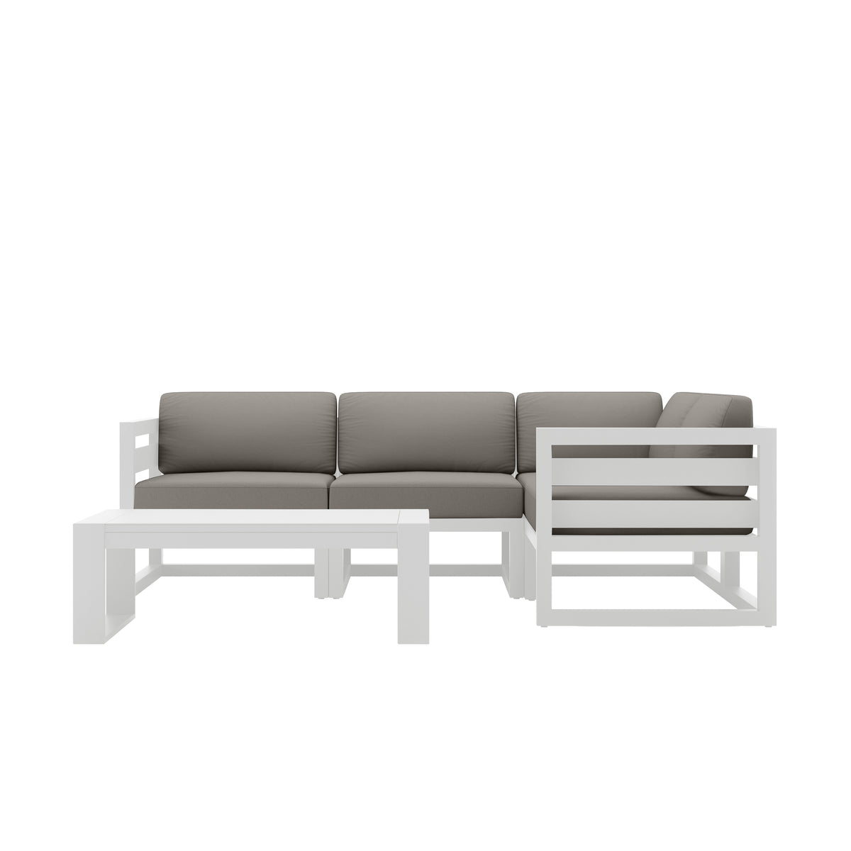 Avion 5 Piece Aluminum Sectional Set#Finish_White#Fabric_Canvas Charcoal