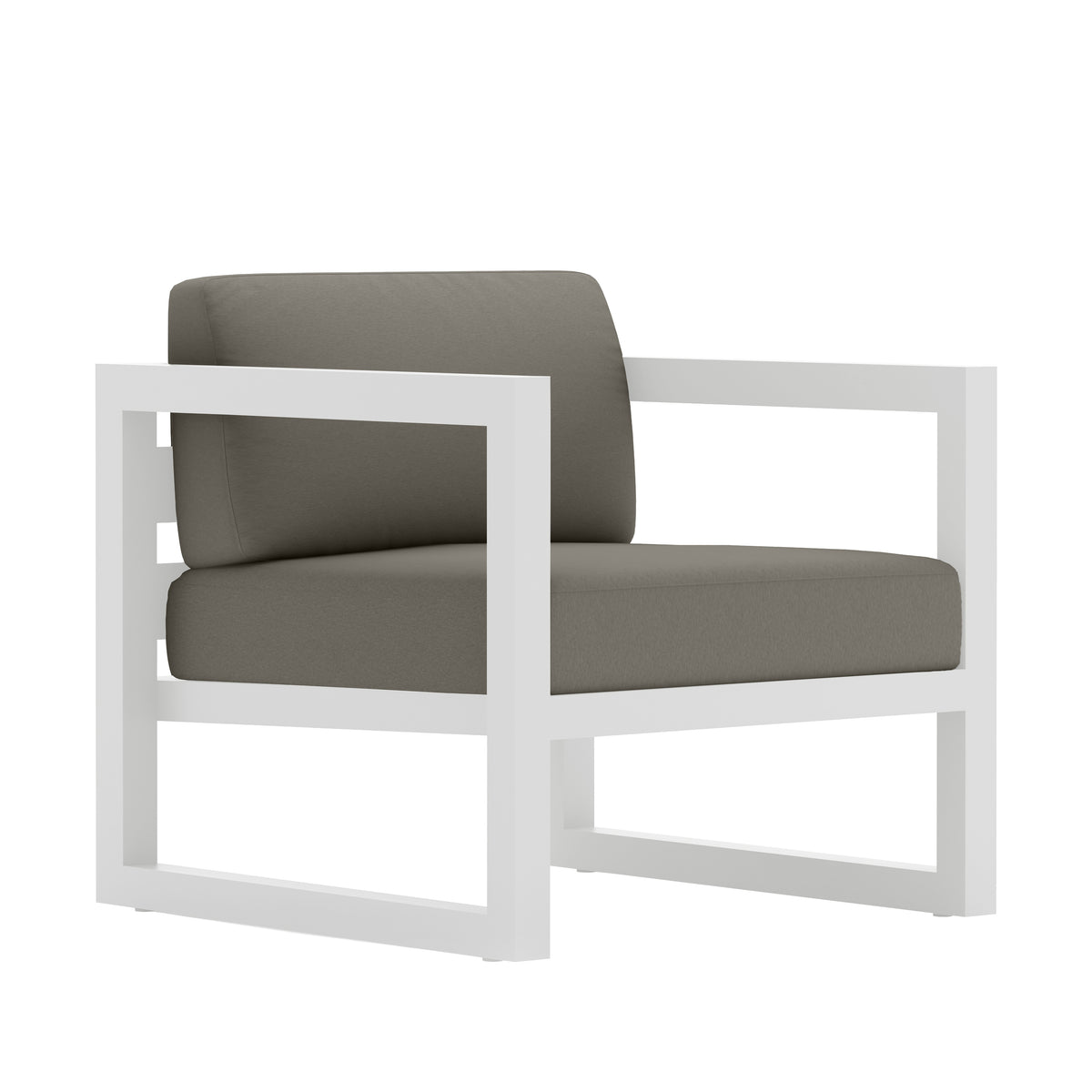 Avion Club Chair#Finish_White#Fabric_Canvas Charcoal