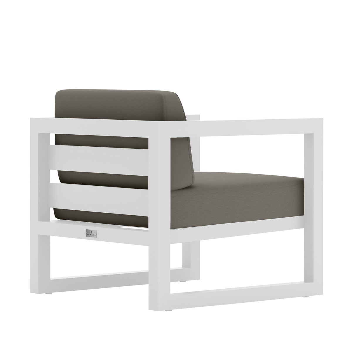 Avion Club Chair#Finish_White#Fabric_Canvas Charcoal