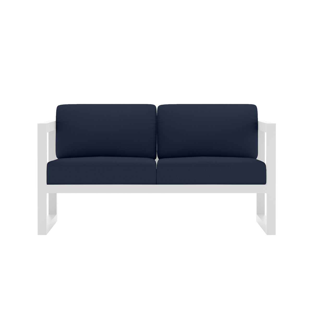 Avion Loveseat#Finish_White#Fabric_Spectrum Indigo