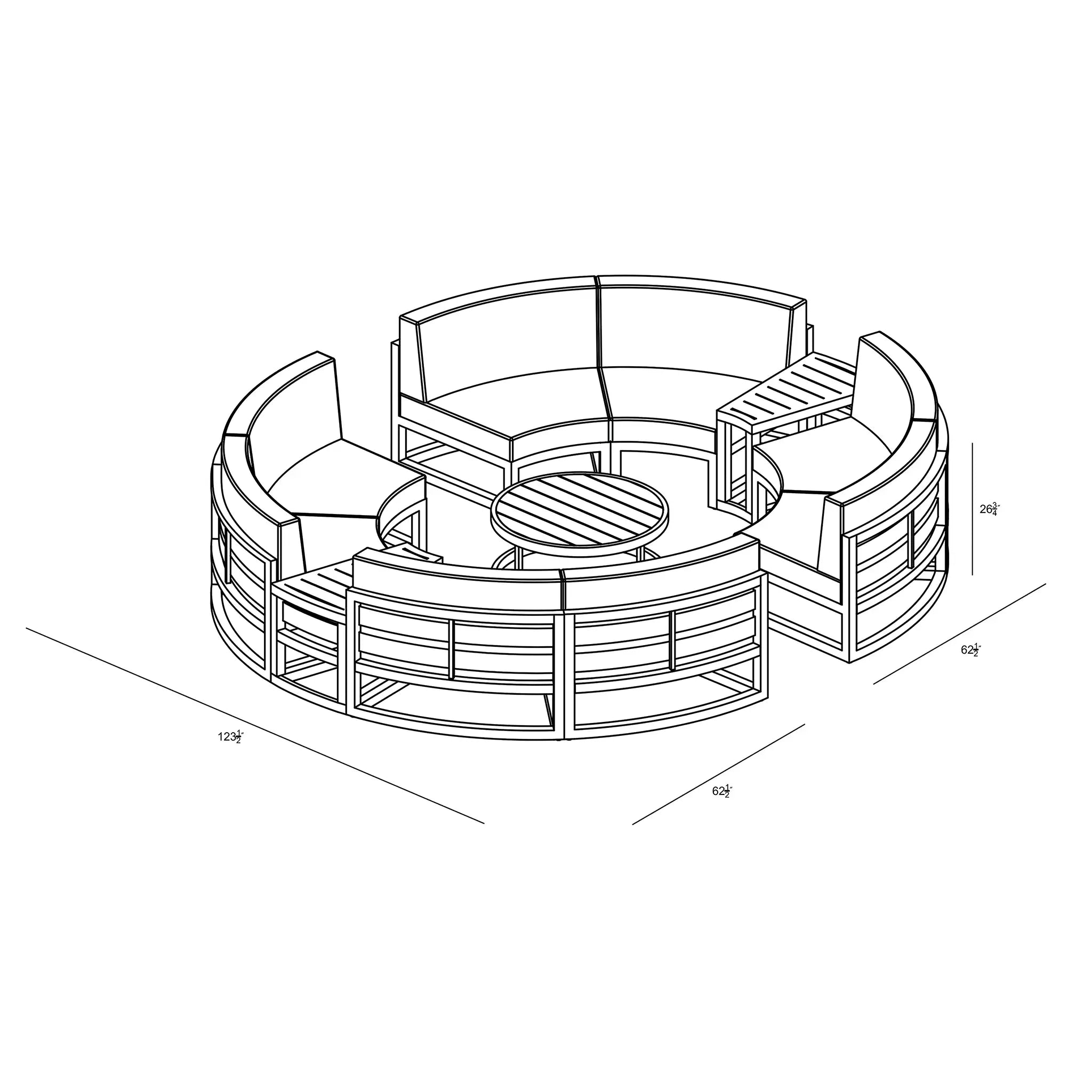 Avion 7 Piece Aluminum Curve Sectional Set
