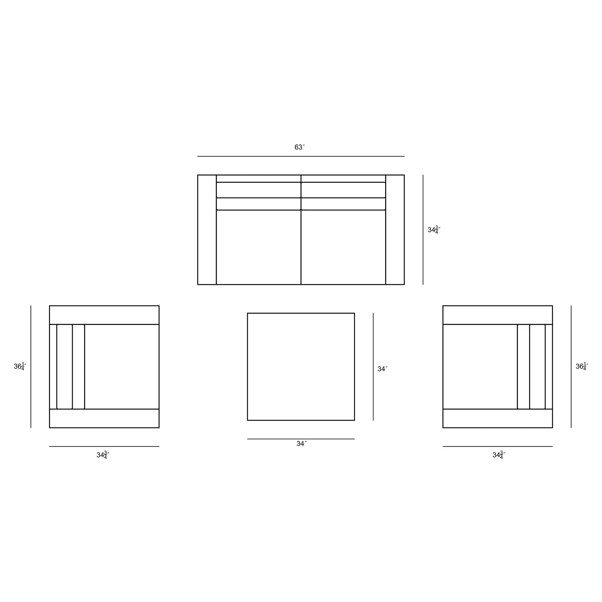 Harmonia Living District 4 Piece Aluminum Sofa Set 53