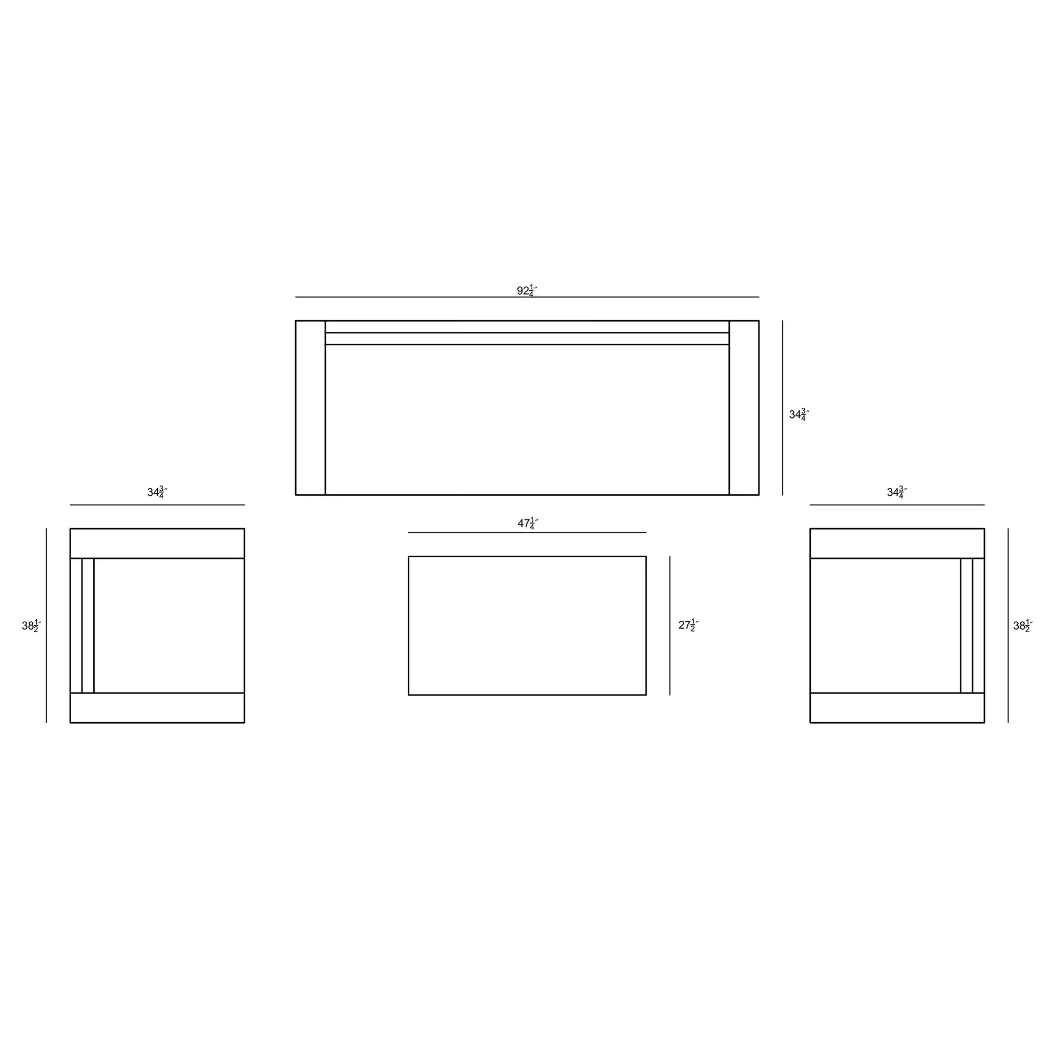 Harmonia Living Dune 4 Piece Aluminum Sofa Club Chair Set 89