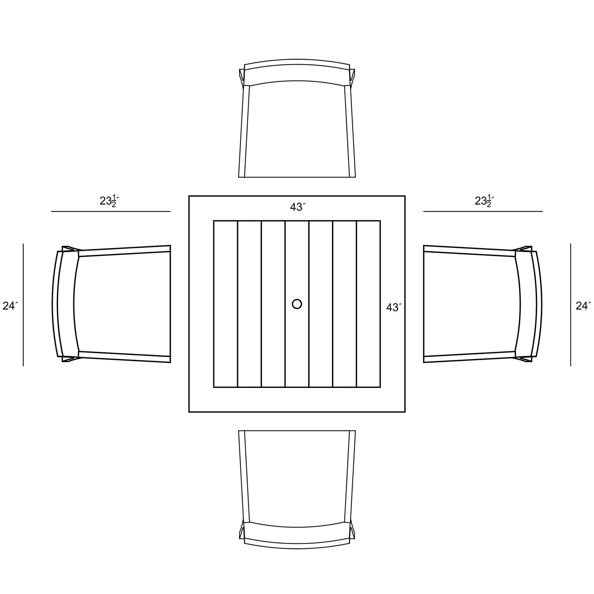 Harmonia Living Dune Teak 5 Piece Aluminum Dining Set 43