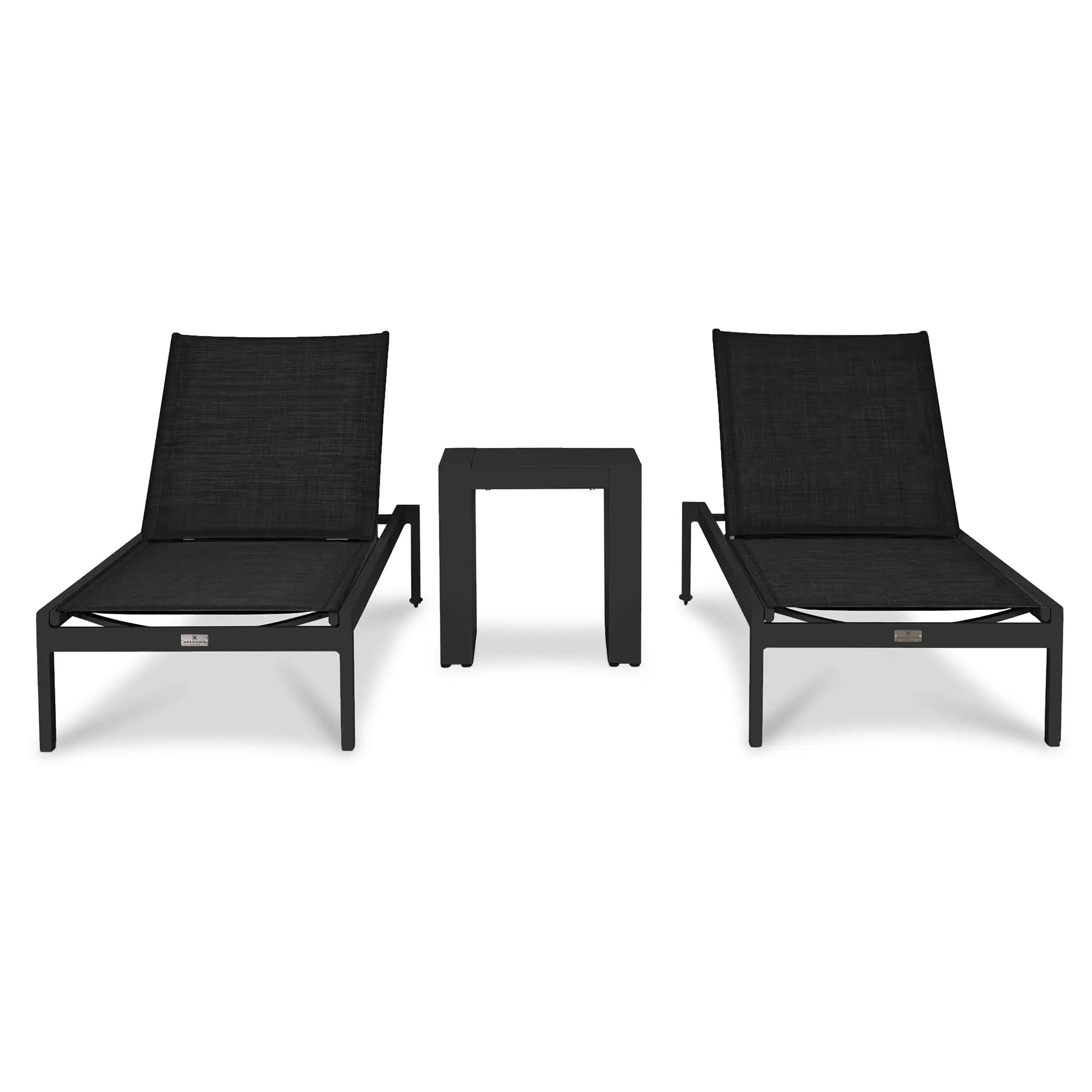 Harmonia Living Lift 3 Piece Aluminum Chaise Lounge Set - Black/Black 1