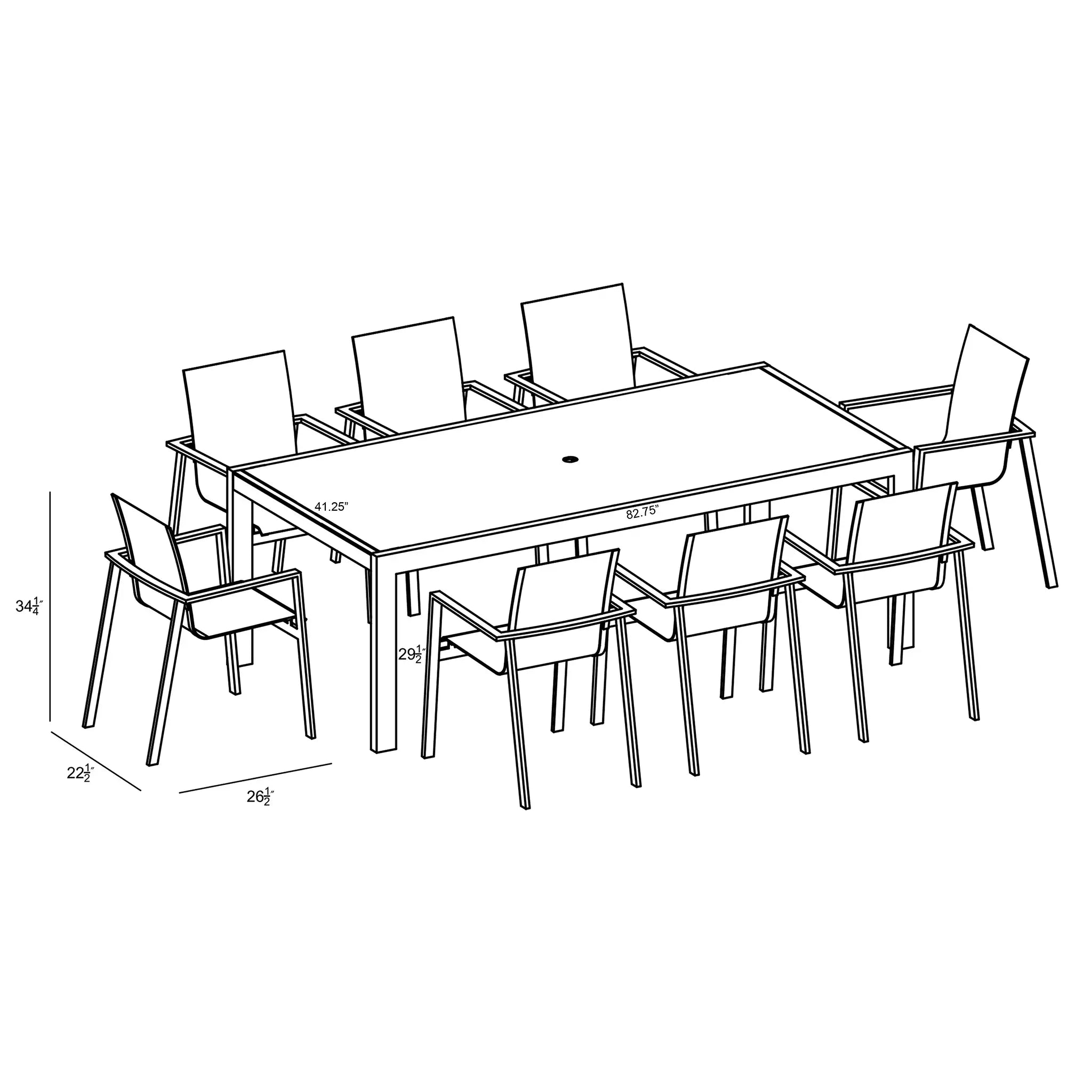 Harmonia Living Lift 9 Piece Aluminum Dining Set - Black/Black 6