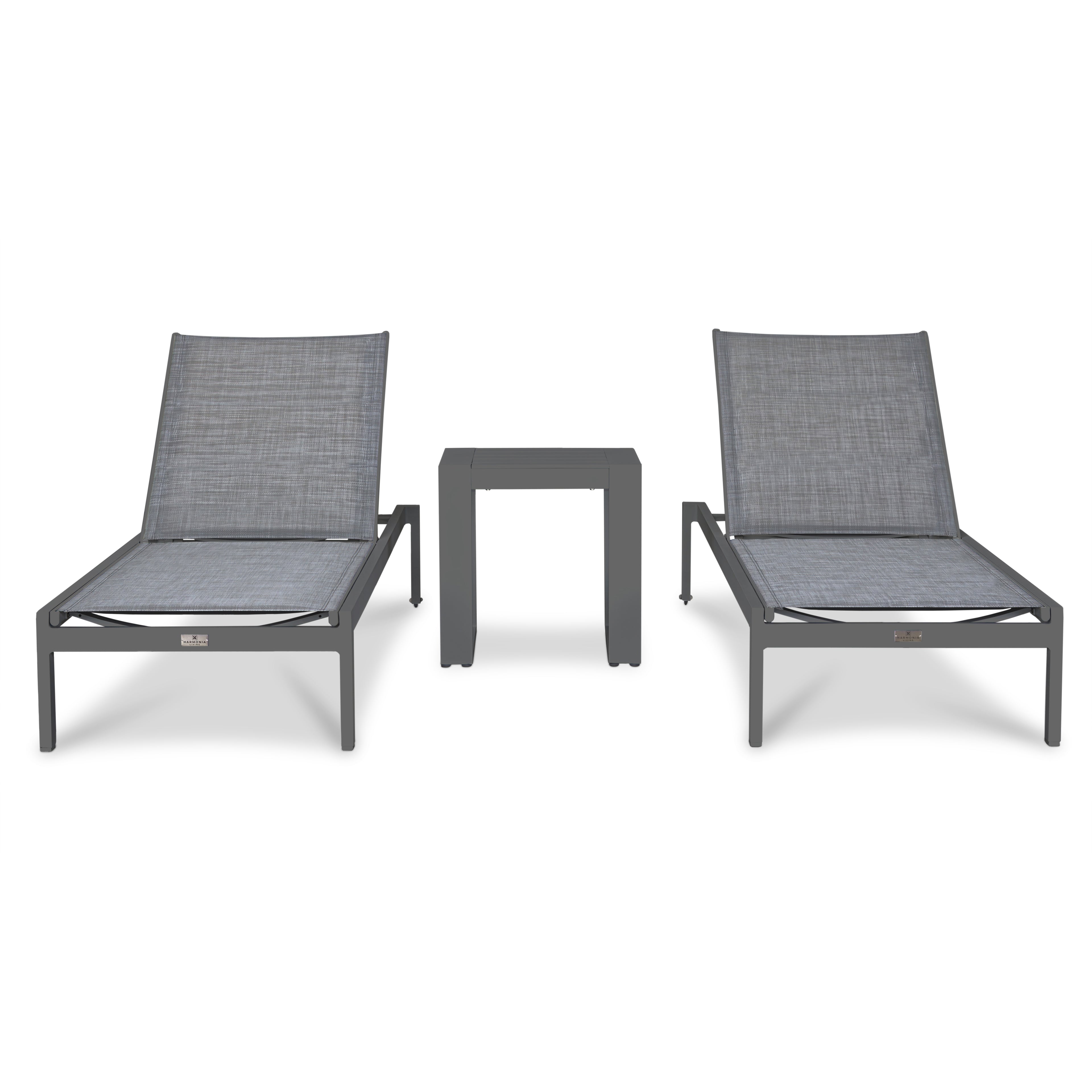 Lift 3 Piece Aluminum Chaise Lounge Set#Finish_Slate
