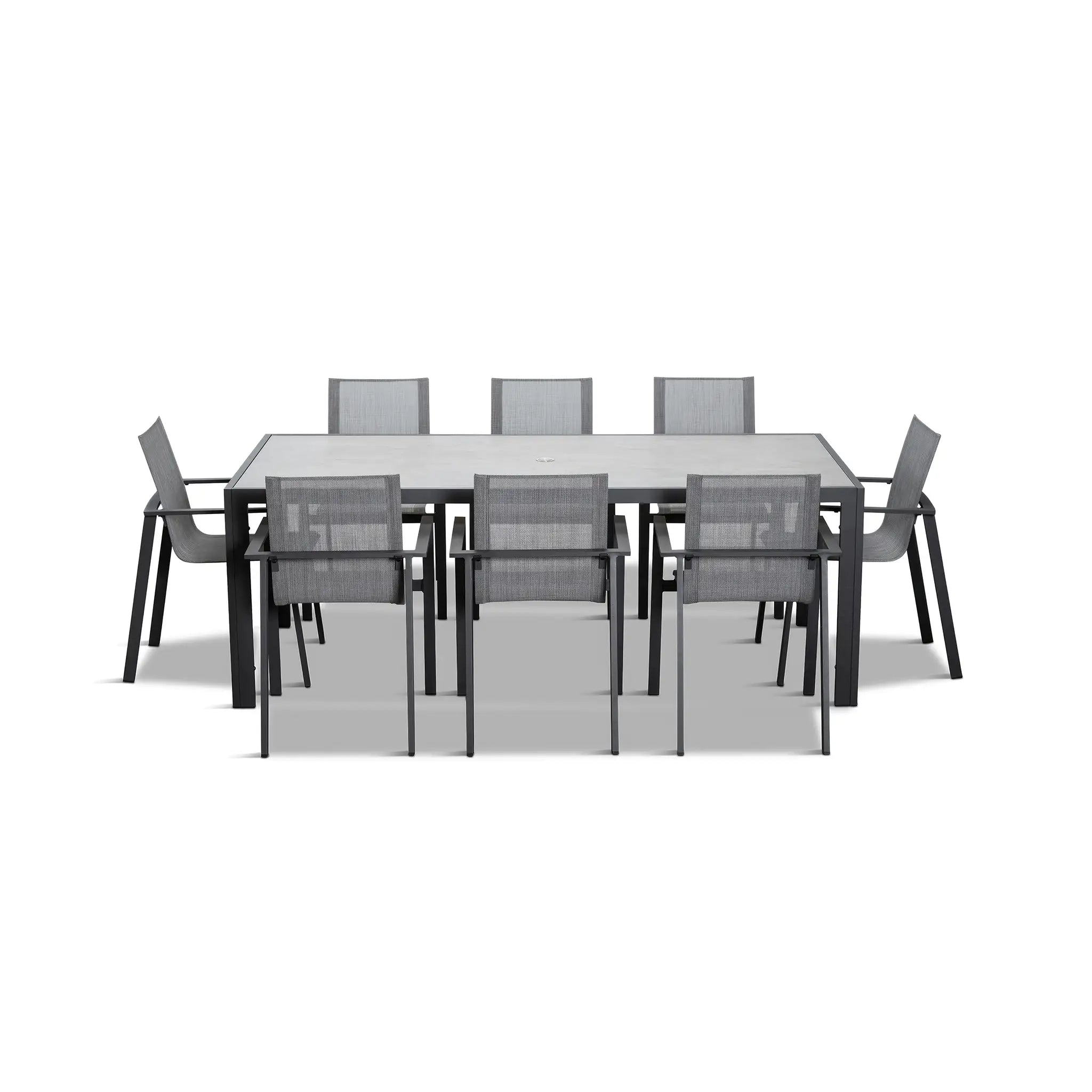 Harmonia Living Lift 9 Piece Aluminum Dining Set - Slate 1