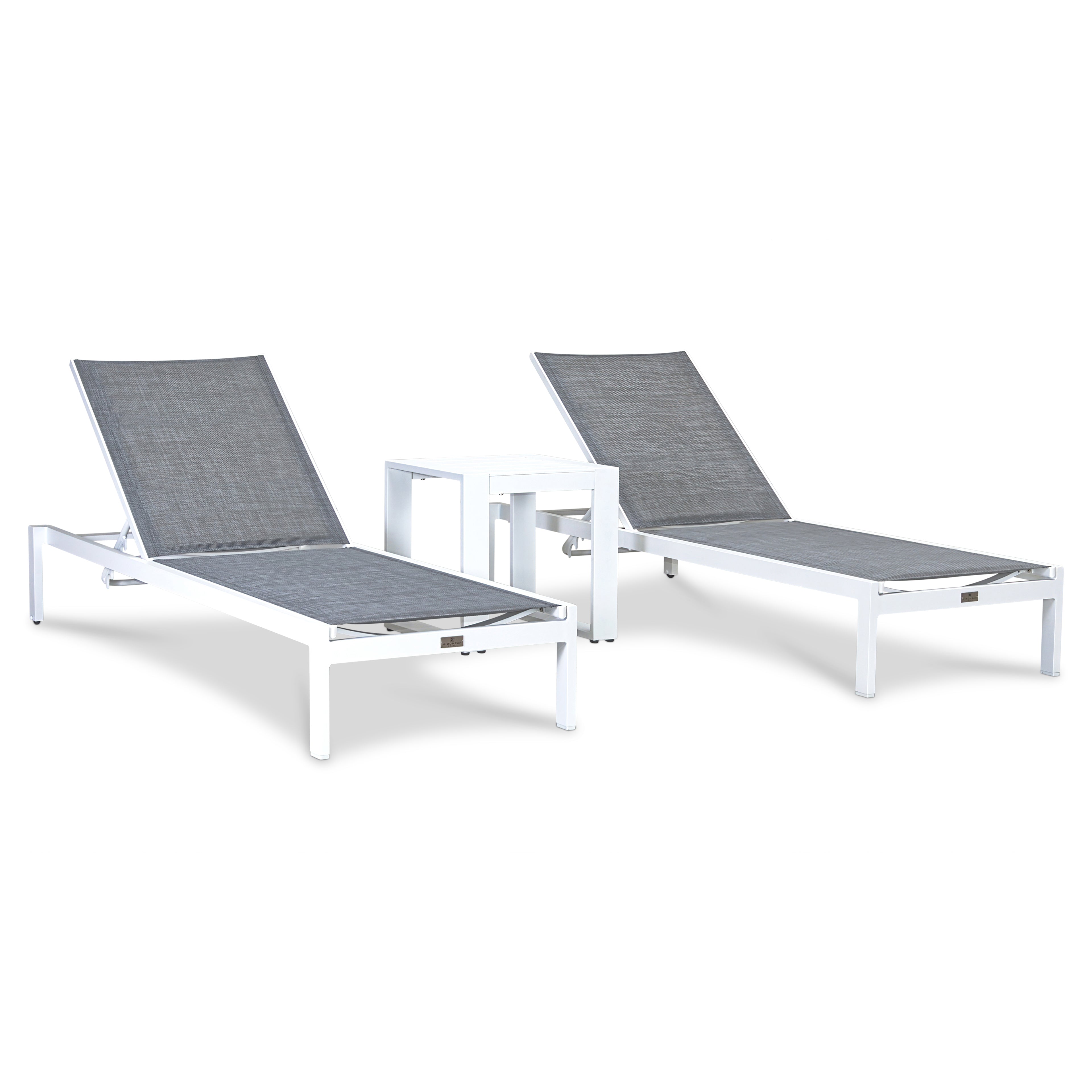 Lift 3 Piece Aluminum Chaise Lounge Set#Finish_White
